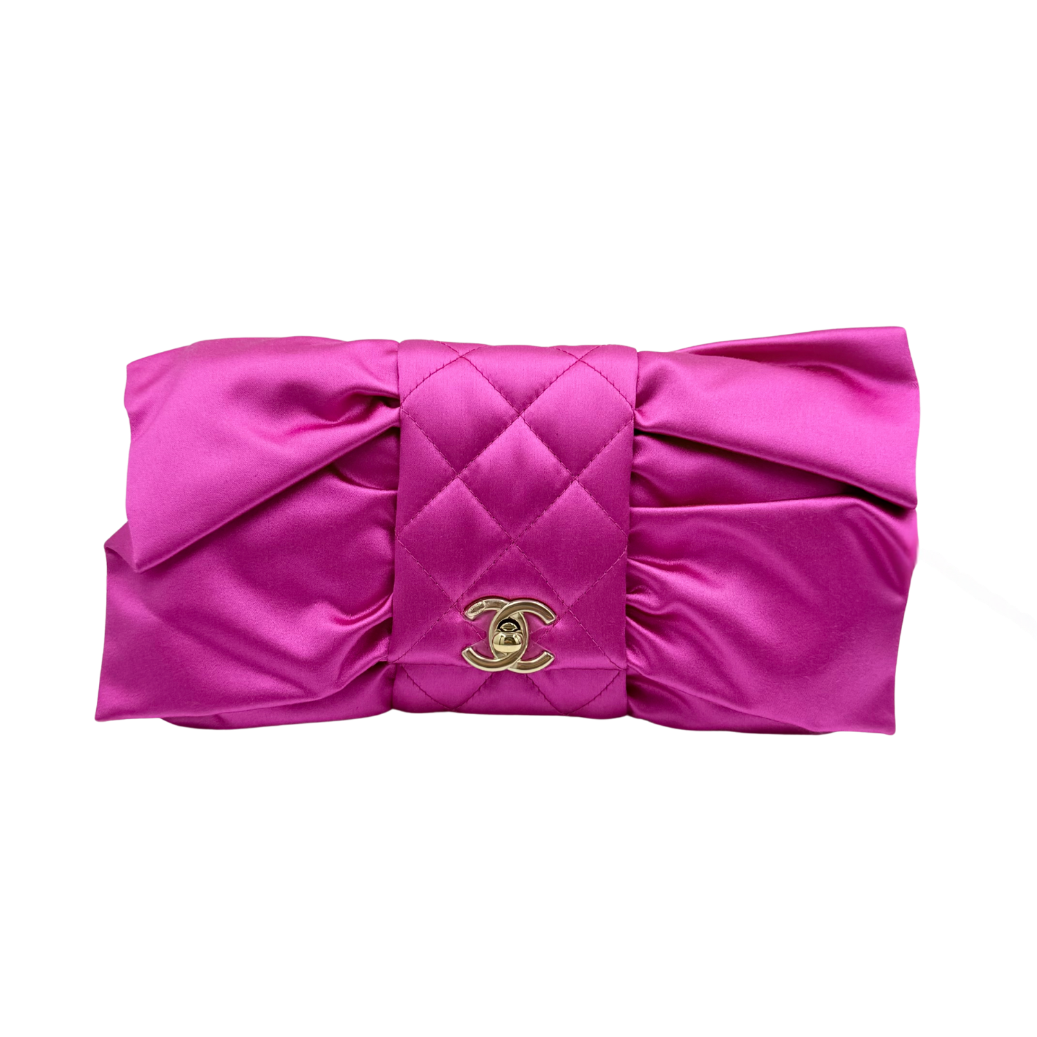 Chanel Quilted Bow Clutch Fuschia