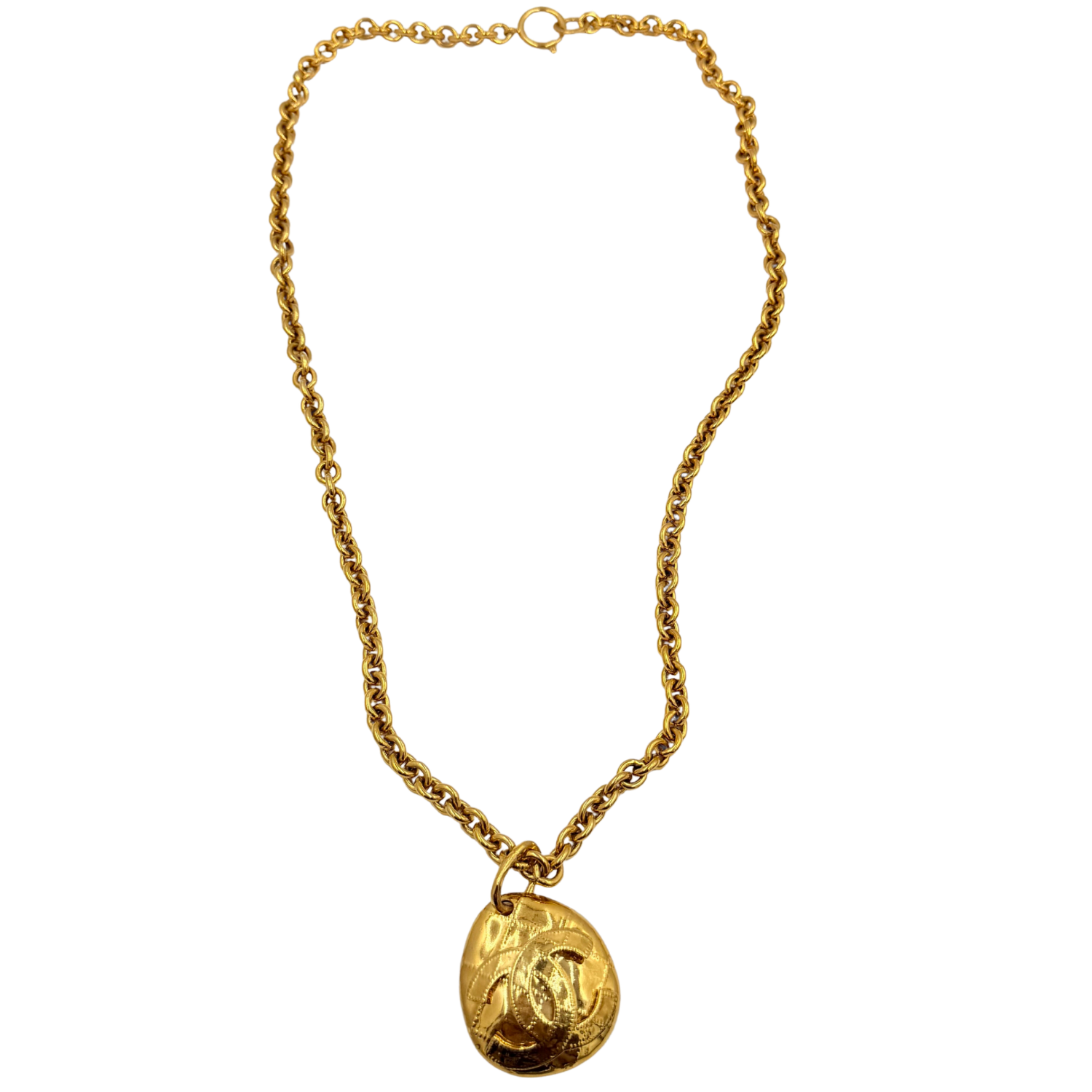 Vintage 24k Gold CC Medallion Necklace