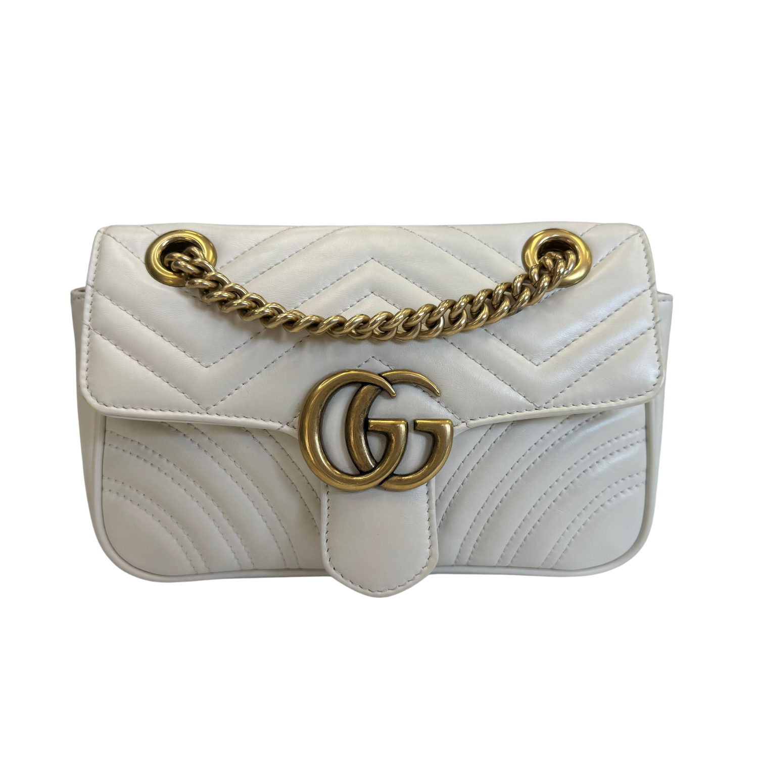 Gucci Marmont Mini Leather Shoulder Bag White