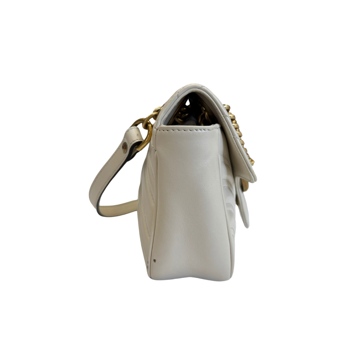 Gucci Marmont Mini Leather Shoulder Bag White