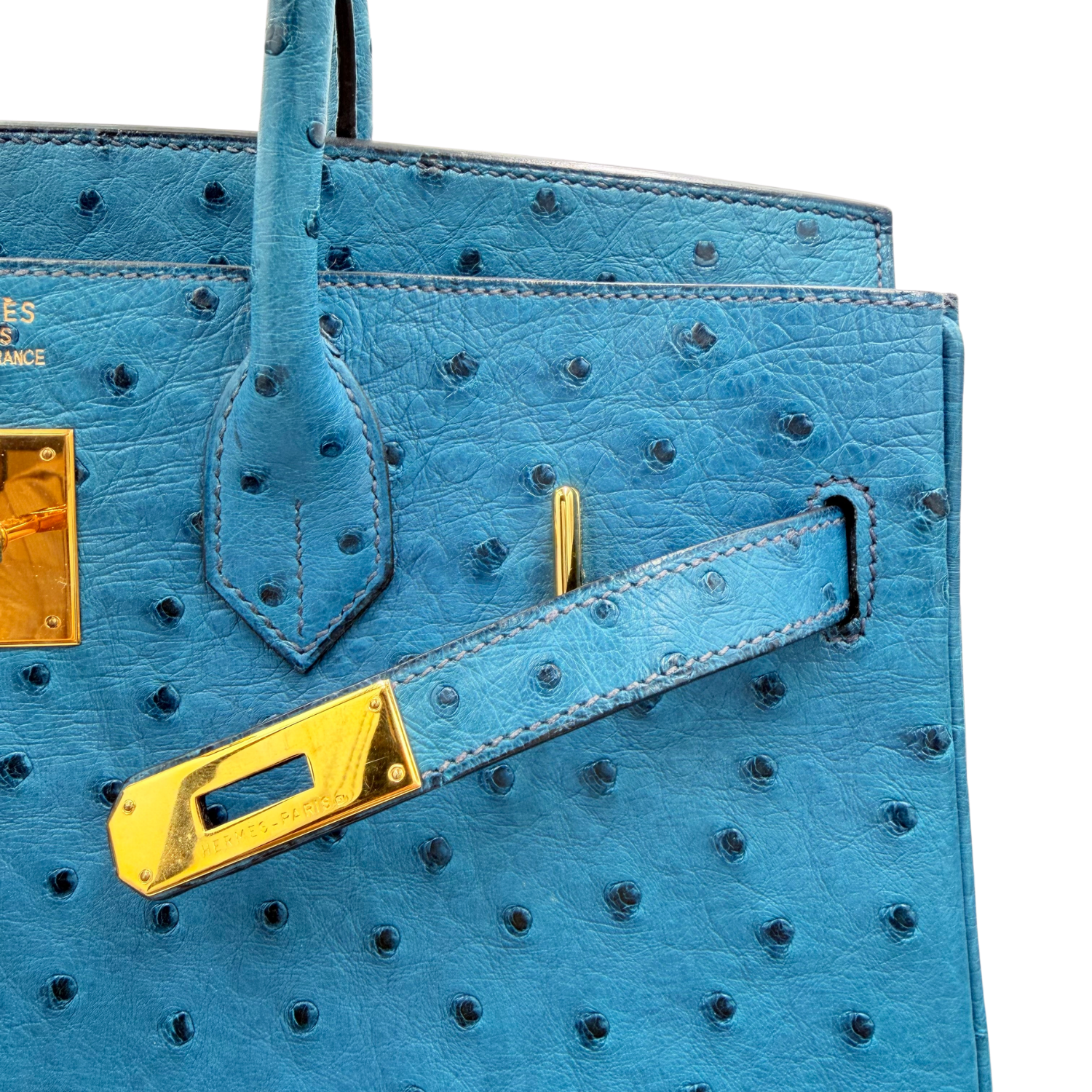 Bleu Roi Ostrich HAC Birkin 32 Gold Hardware