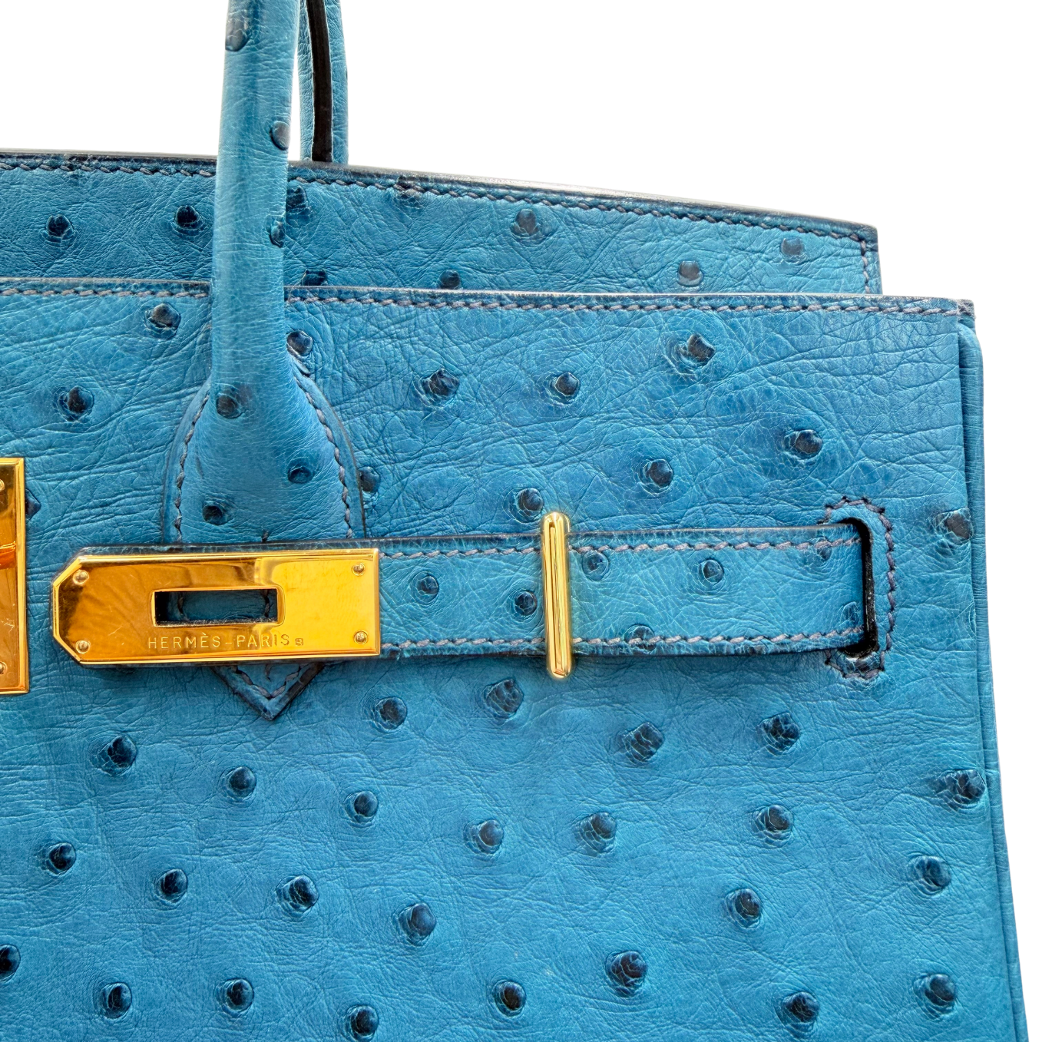 Bleu Roi Ostrich HAC Birkin 32 Gold Hardware
