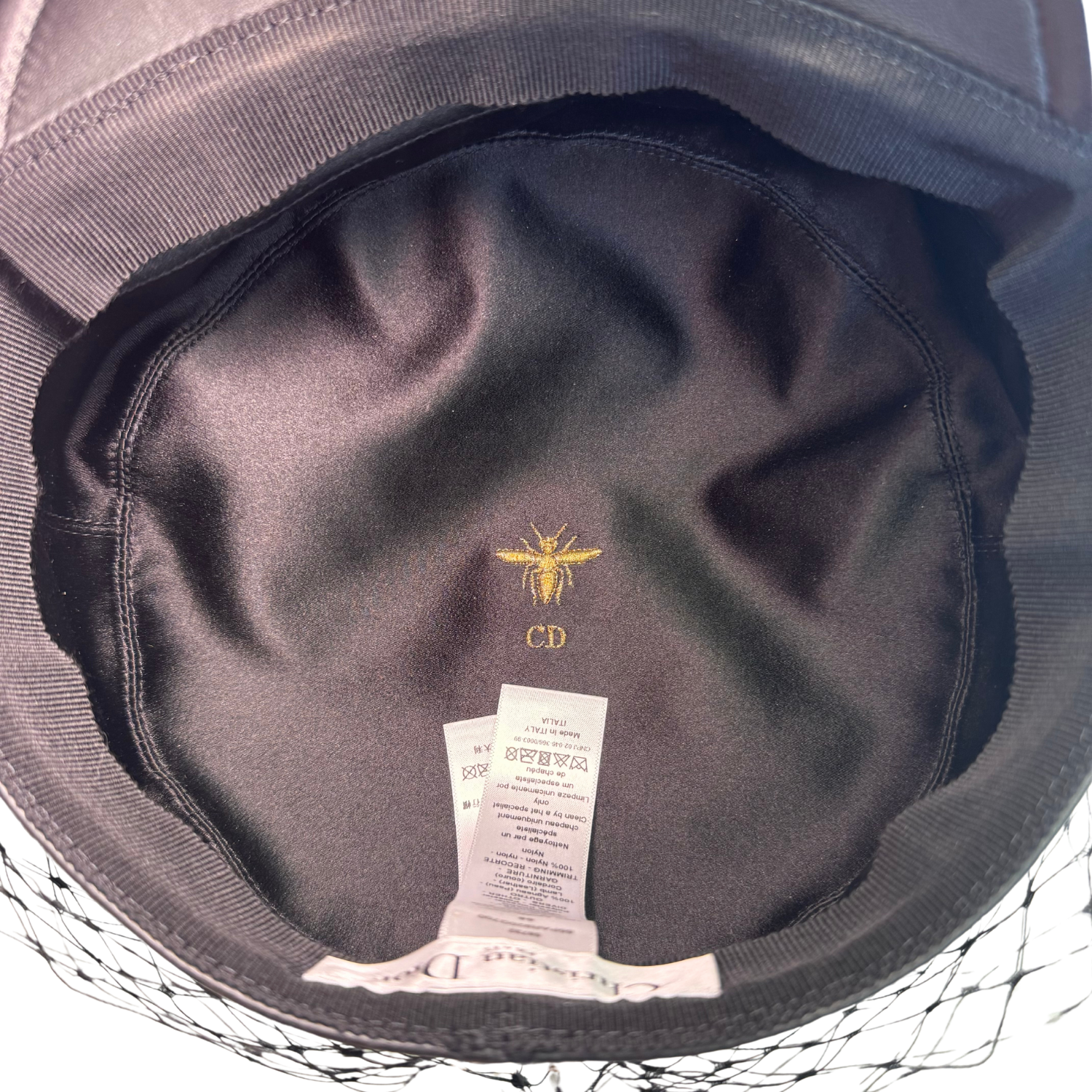 Christian Dior Lambskin Arty Cap with Veil 57 Black