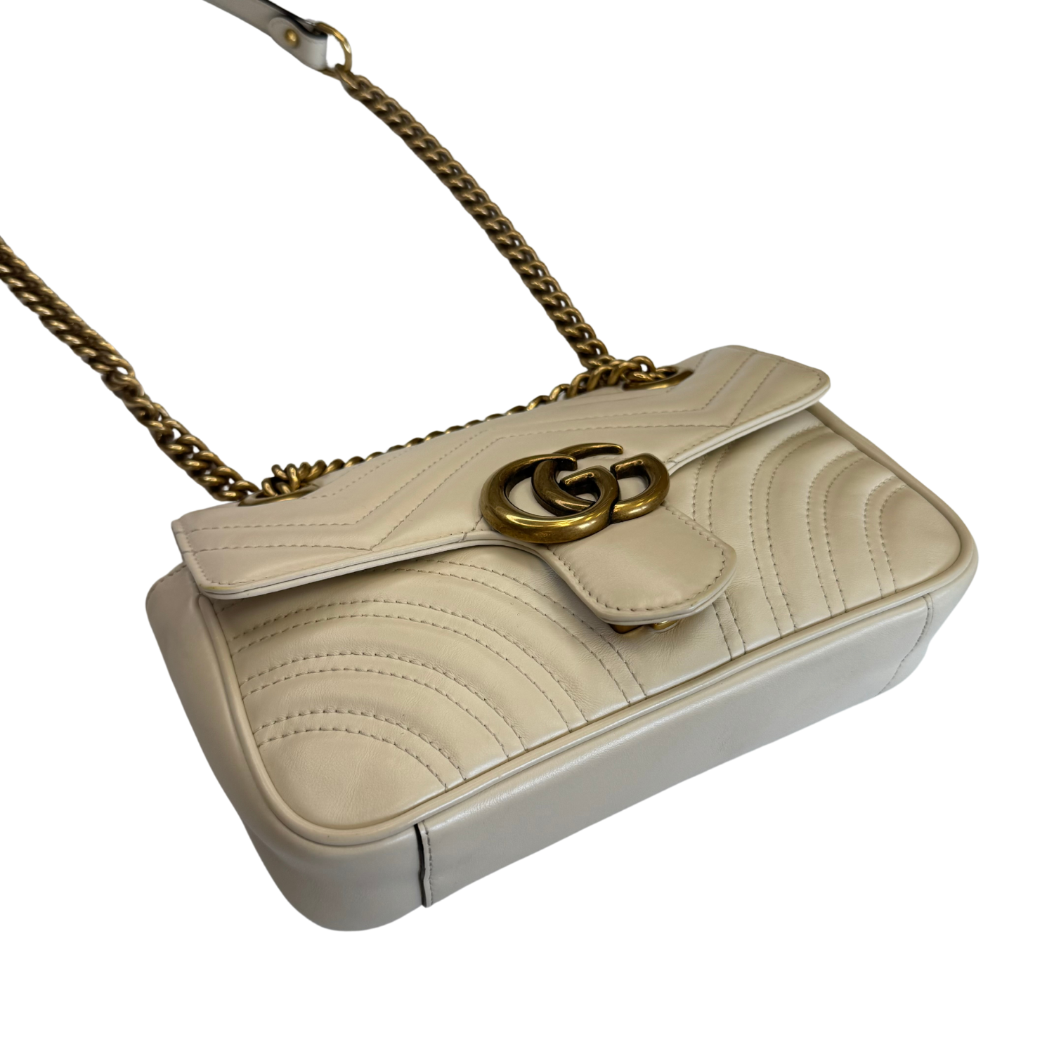 Gucci Marmont Mini Leather Shoulder Bag White