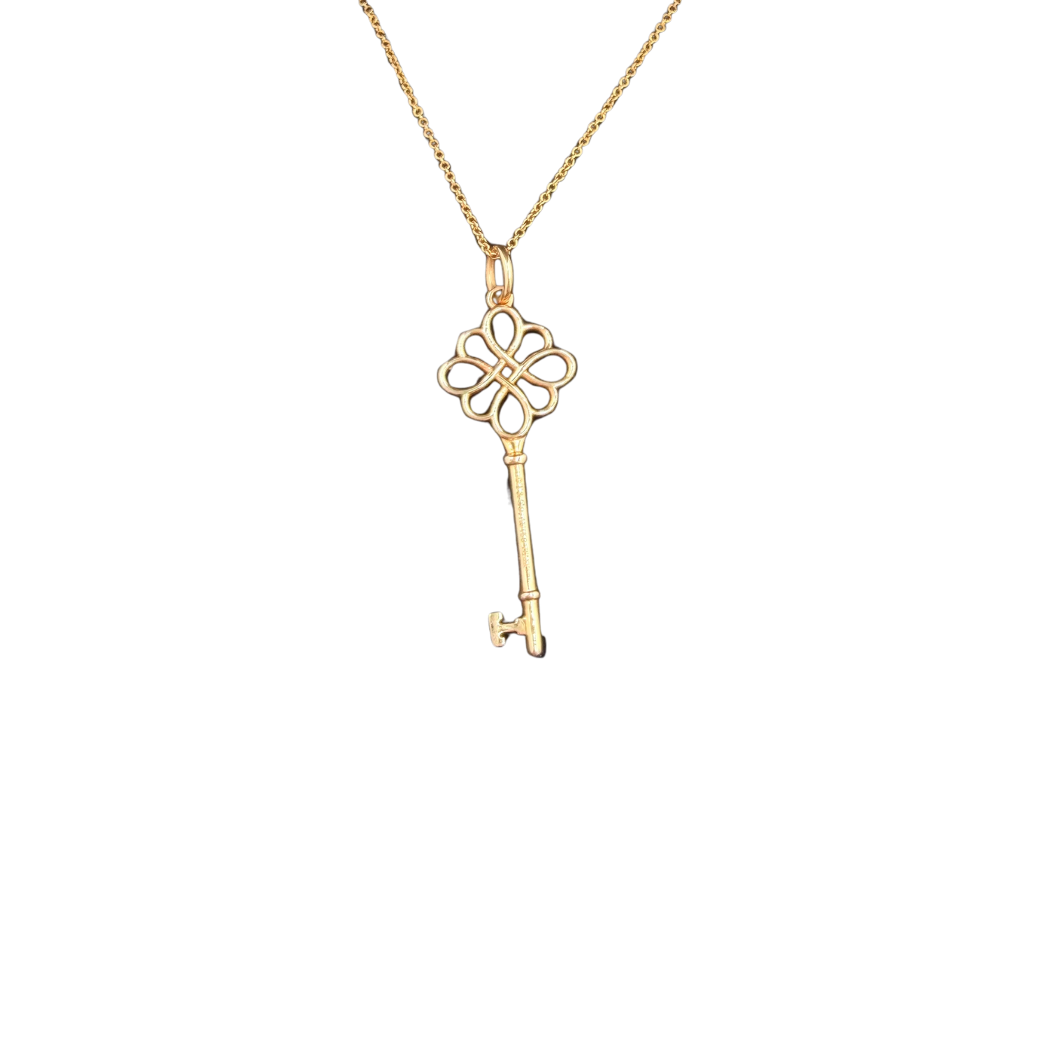 18k Yellow Gold Knot Key Pendant Necklace