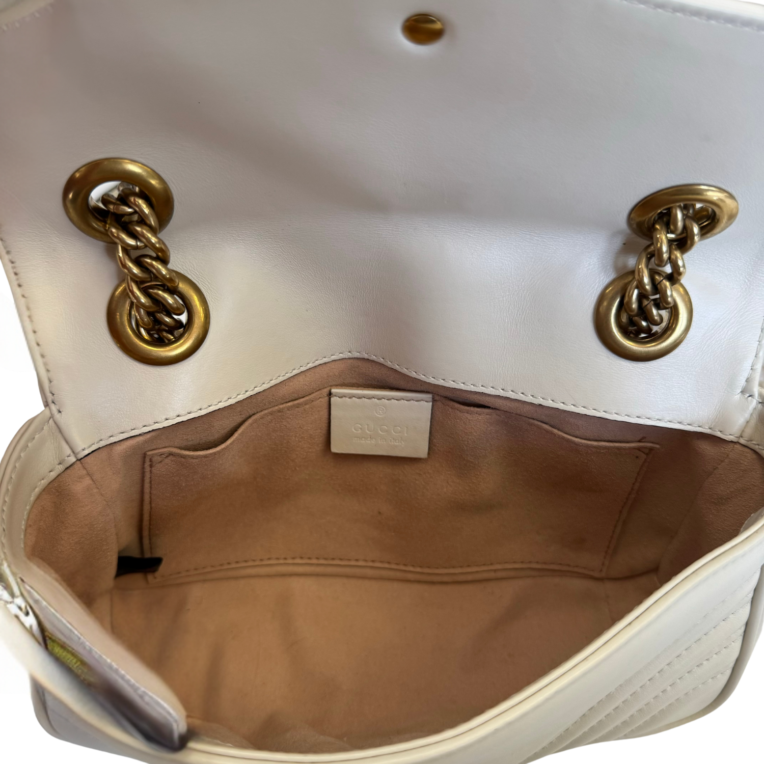 Gucci Marmont Mini Leather Shoulder Bag White