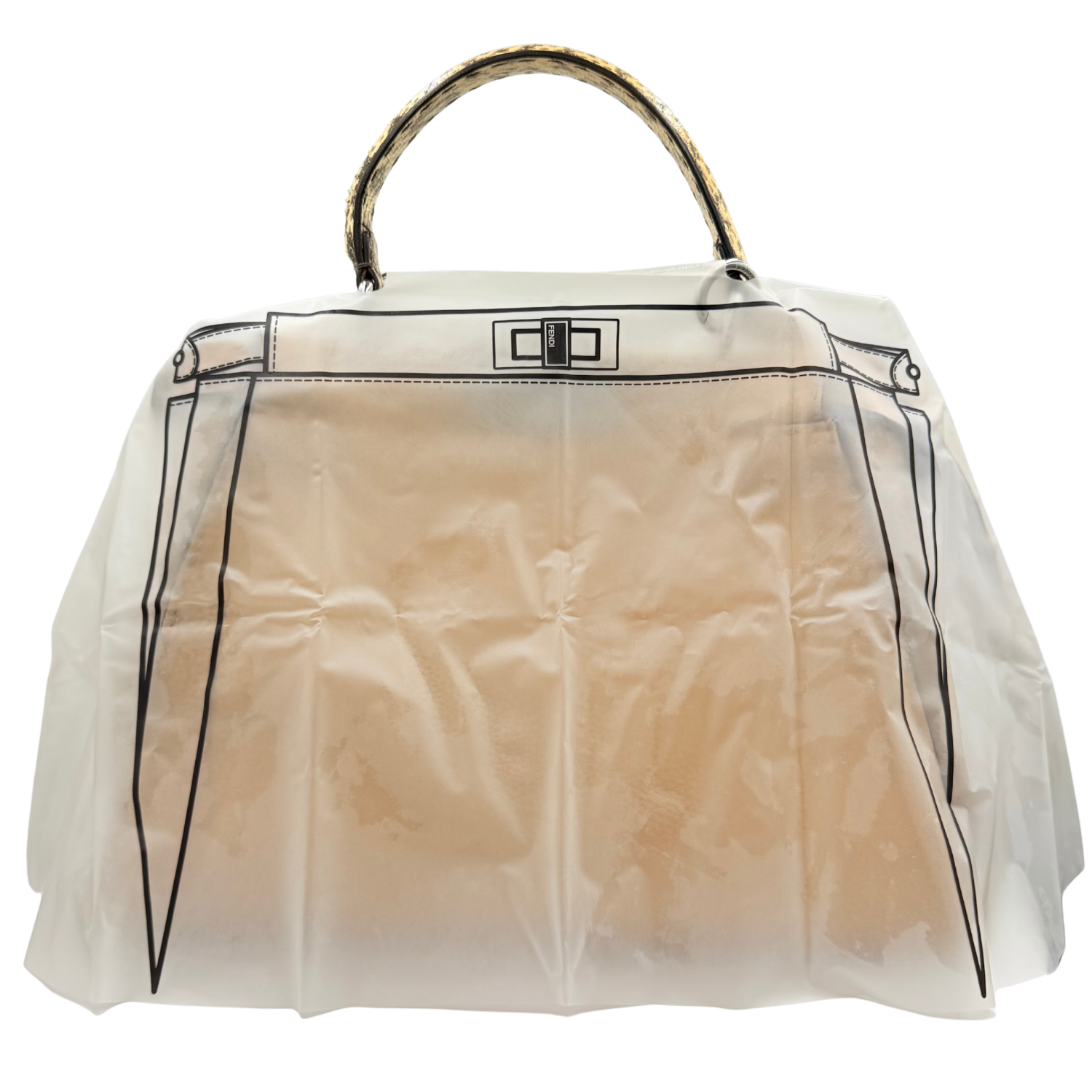 Fendi Cuoio Romano Selleria Bi-Color Small Peekaboo Iconic Satchel Mou Milk with Python Handle
