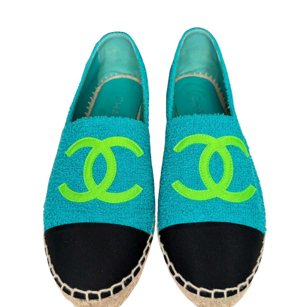 Chanel Espadrilles Terry Cloth Blue and Green