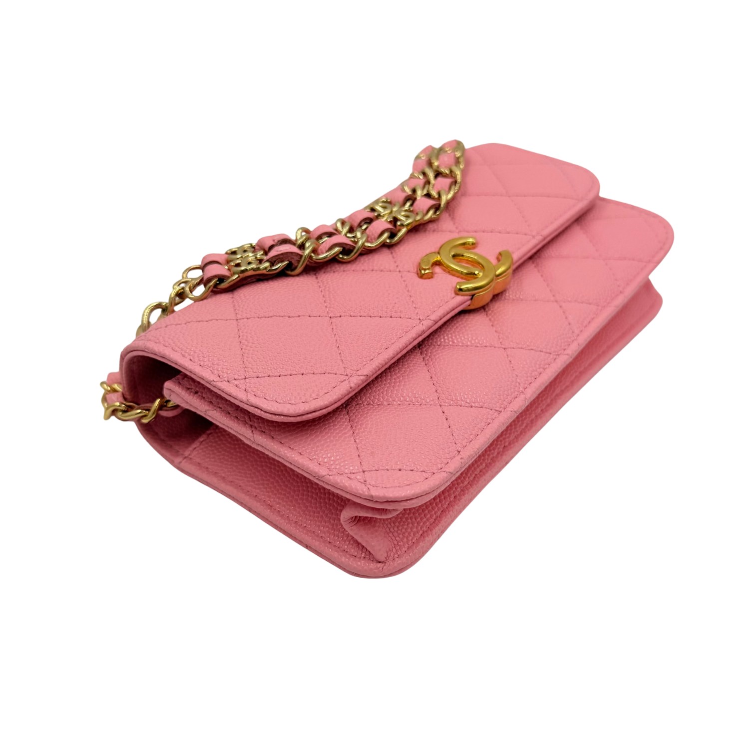 Chanel Quilted Mini Flap Pick Me Up Top Handle Wallet on Chain Pink