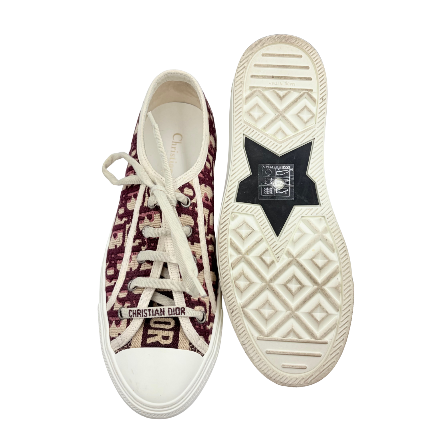 Christian Dior Walk'N Dior Oblique Jacquard Canvas Sneakers Burgundy