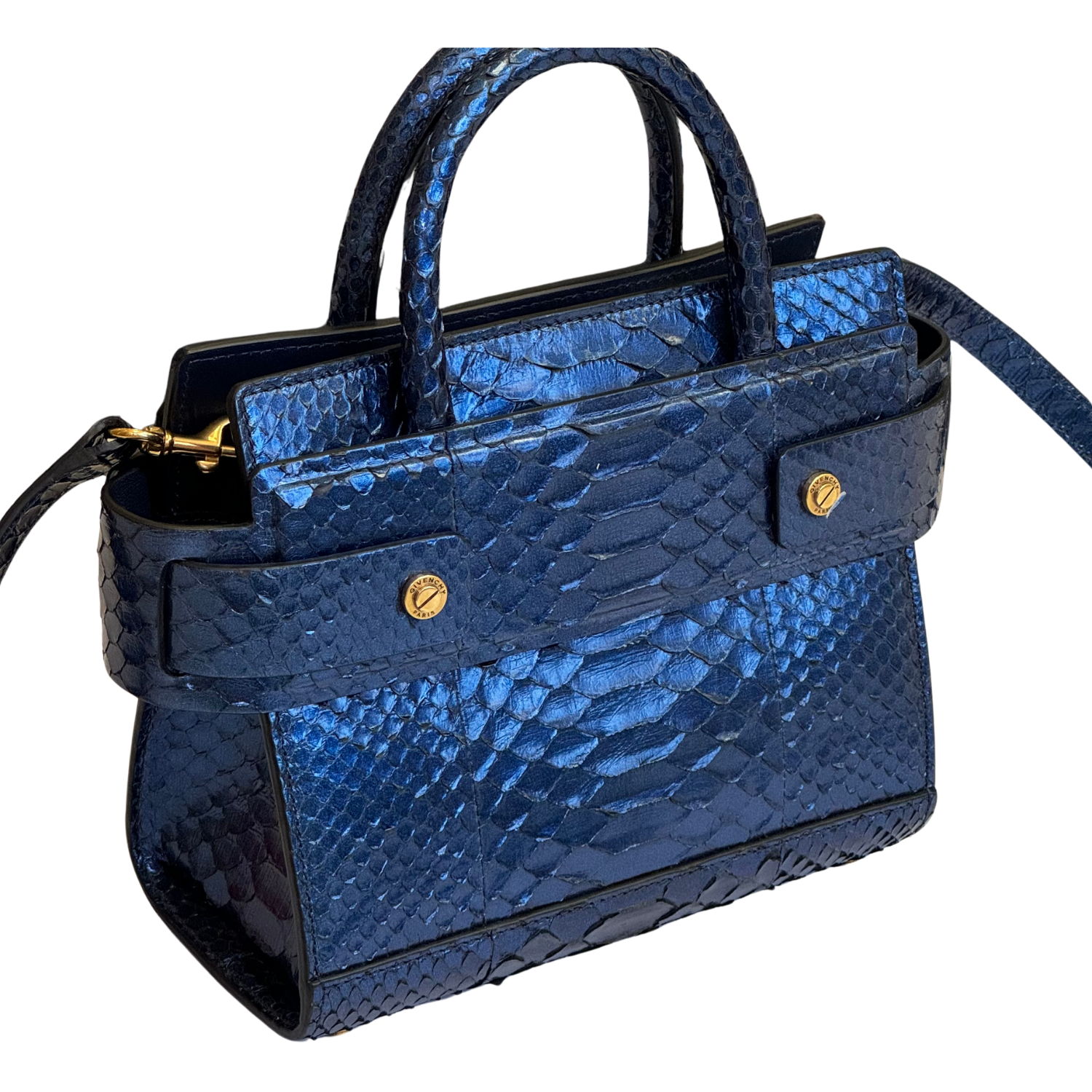 Givenchy Medium Iridescent Python Bag Blue