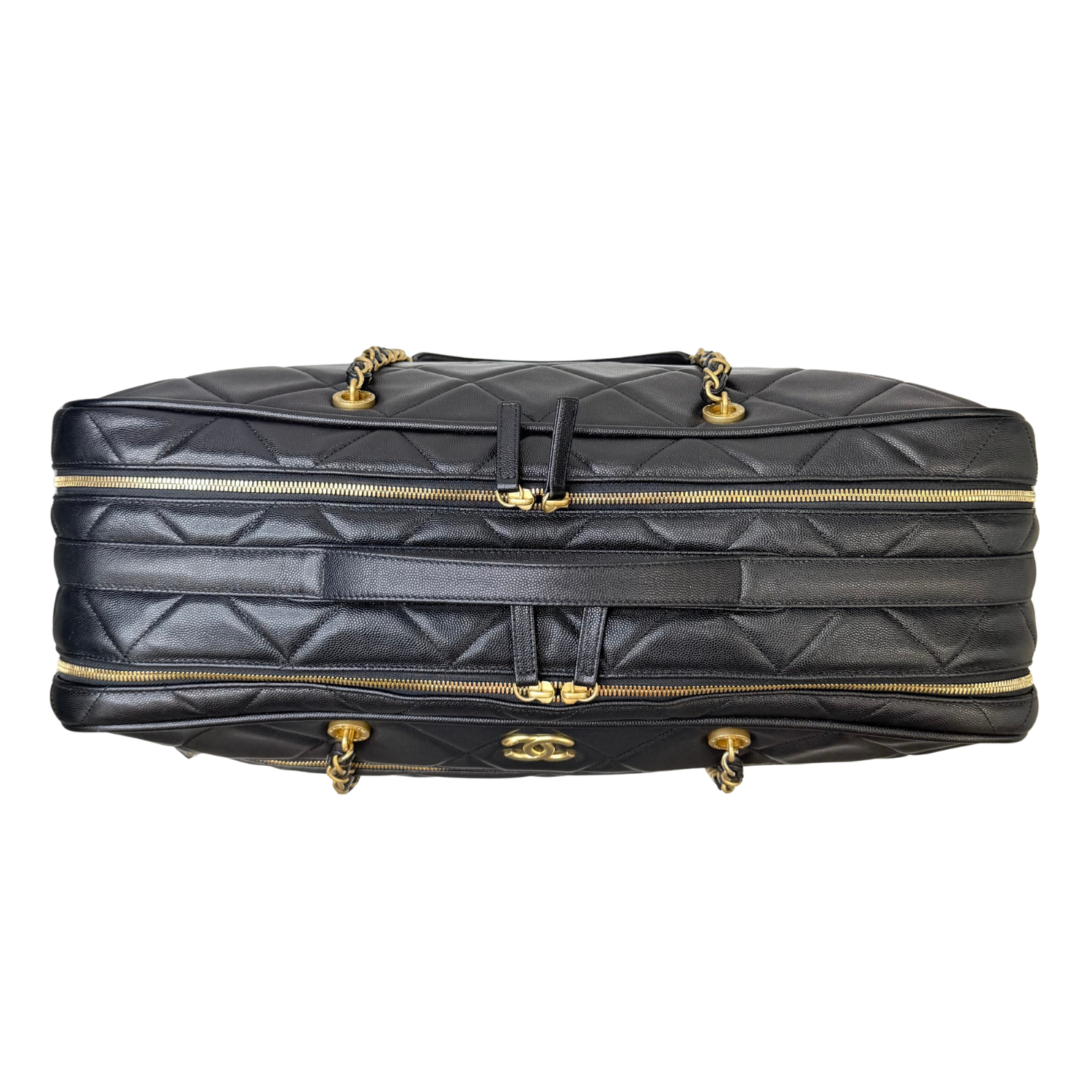 Chanel Limited Collection Large Caviar Quilted Leather Travel Bowling Bag Black