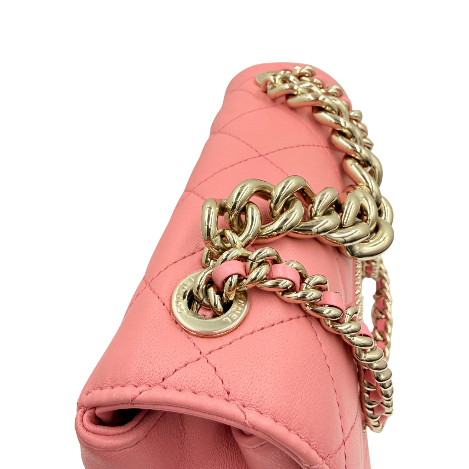 Chanel Small Studded CC Quilted Calfskin Leather Crossbody Bag Pink