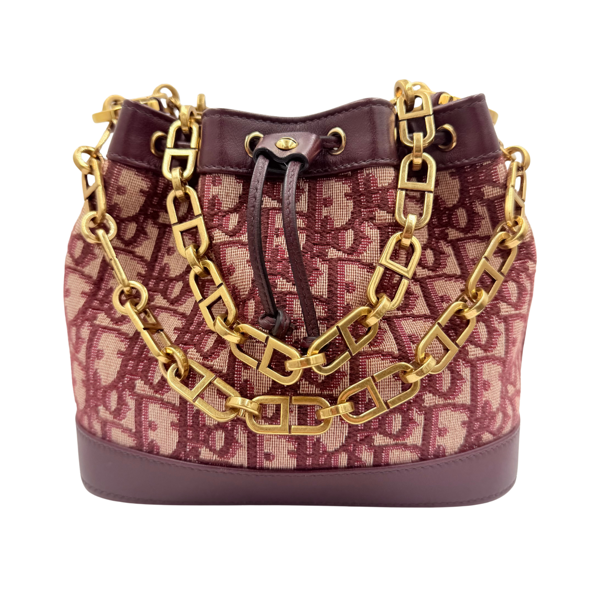 Christian Dior Small Oblique Bucket Bag Burgundy