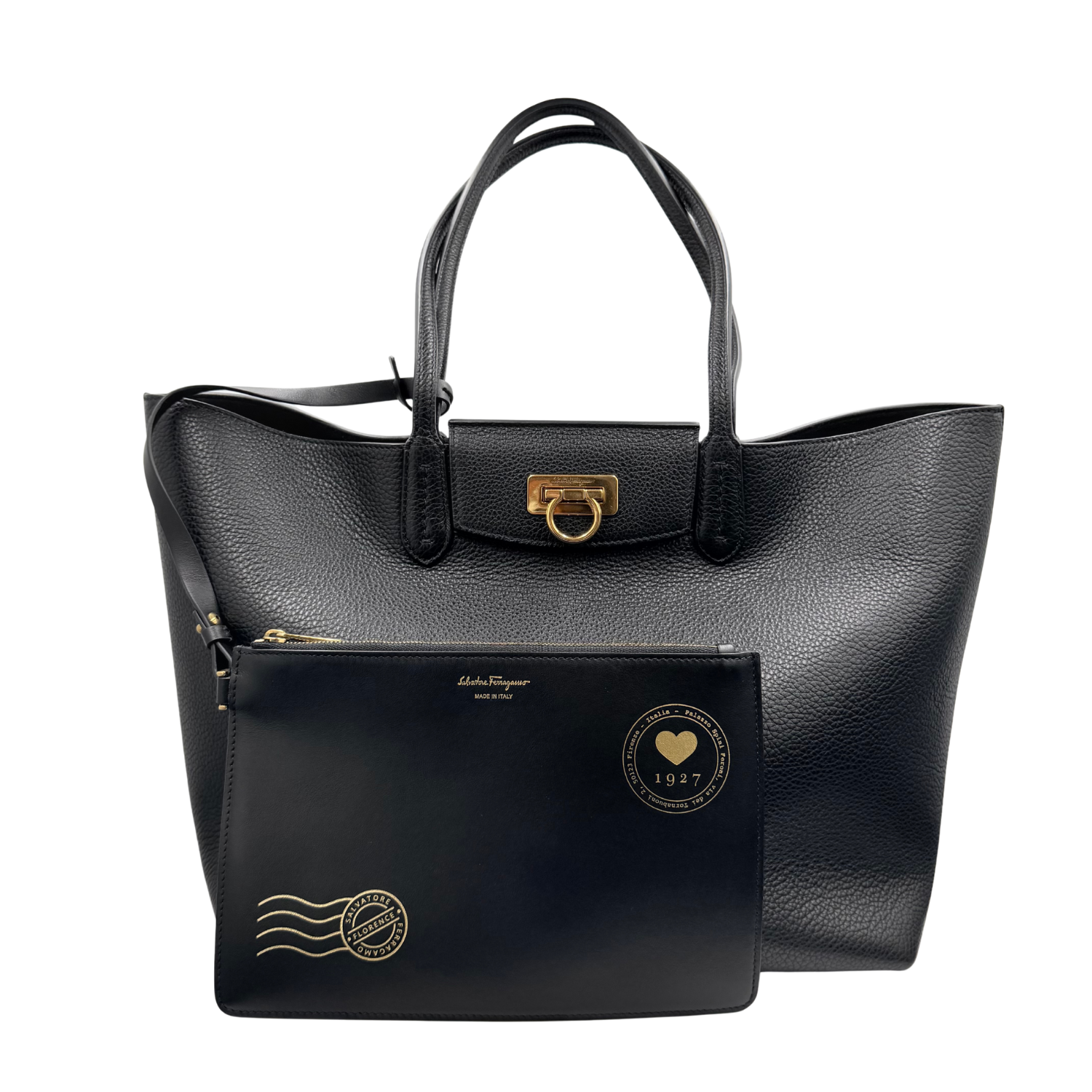 Salvatore Ferragamo Leather Shoulder Bag Black