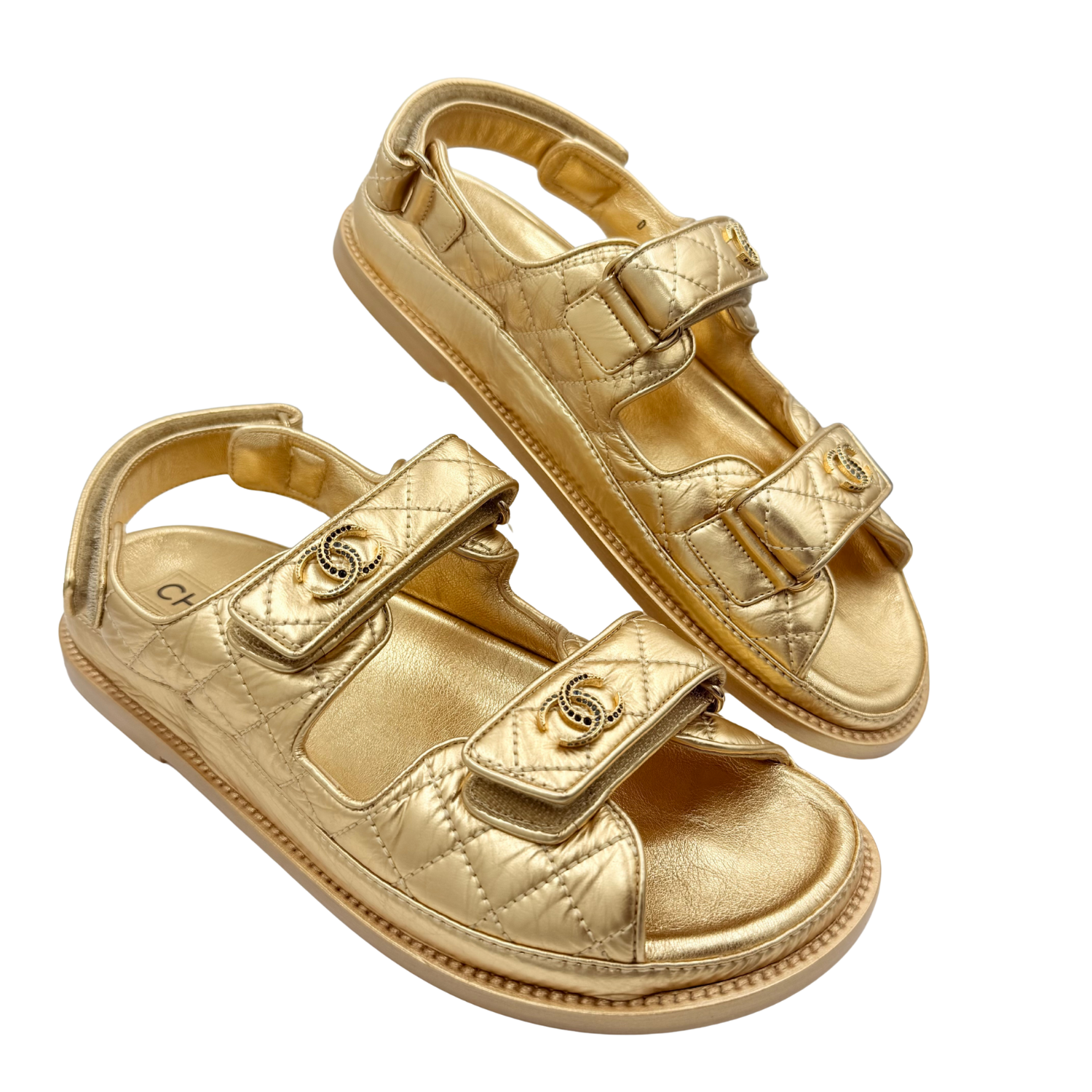 Chanel Limited Leather Dad Sandals Gold