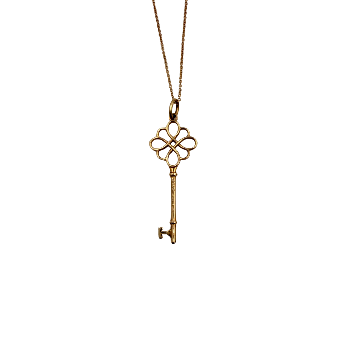18k Yellow Gold Knot Key Pendant Necklace
