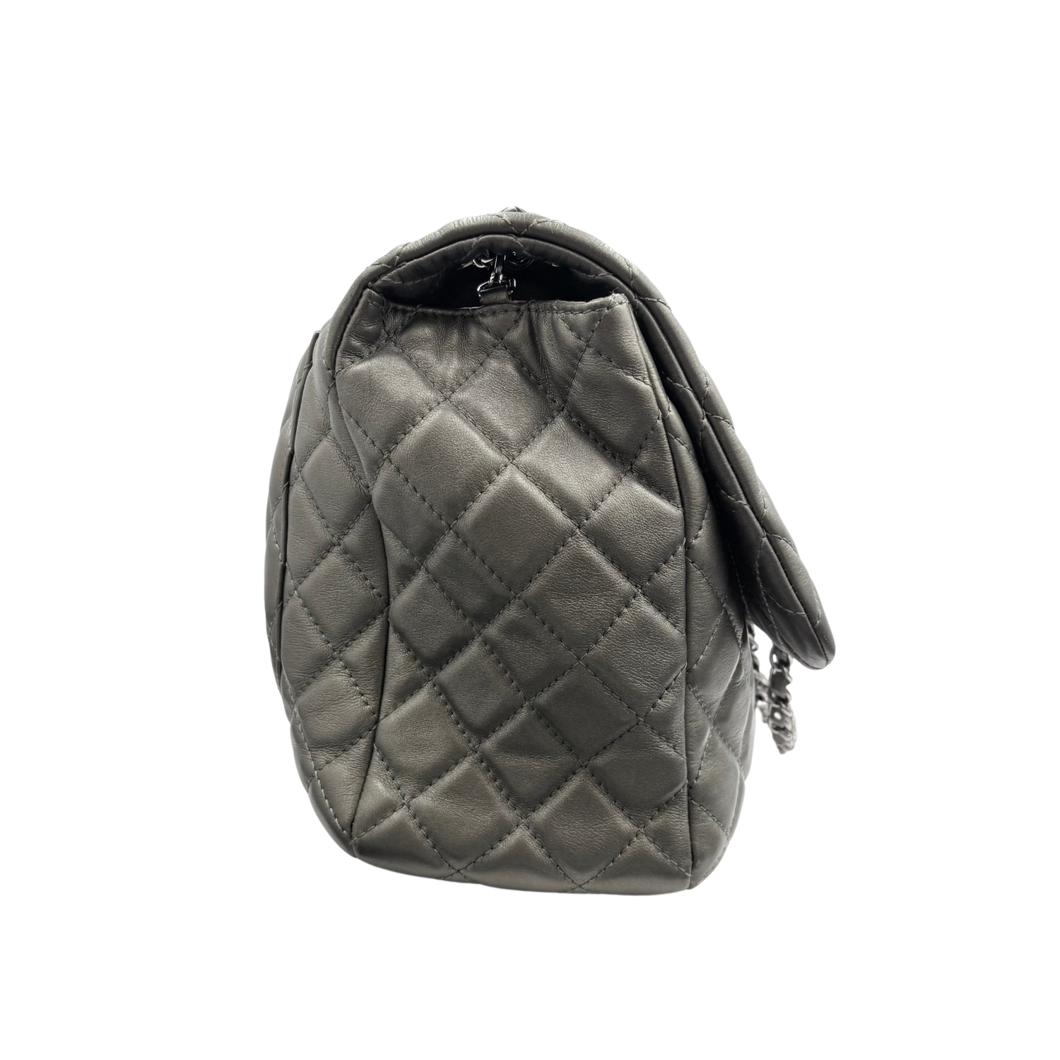 Chanel CC Quilted XXL Airline Flap Bag Silver