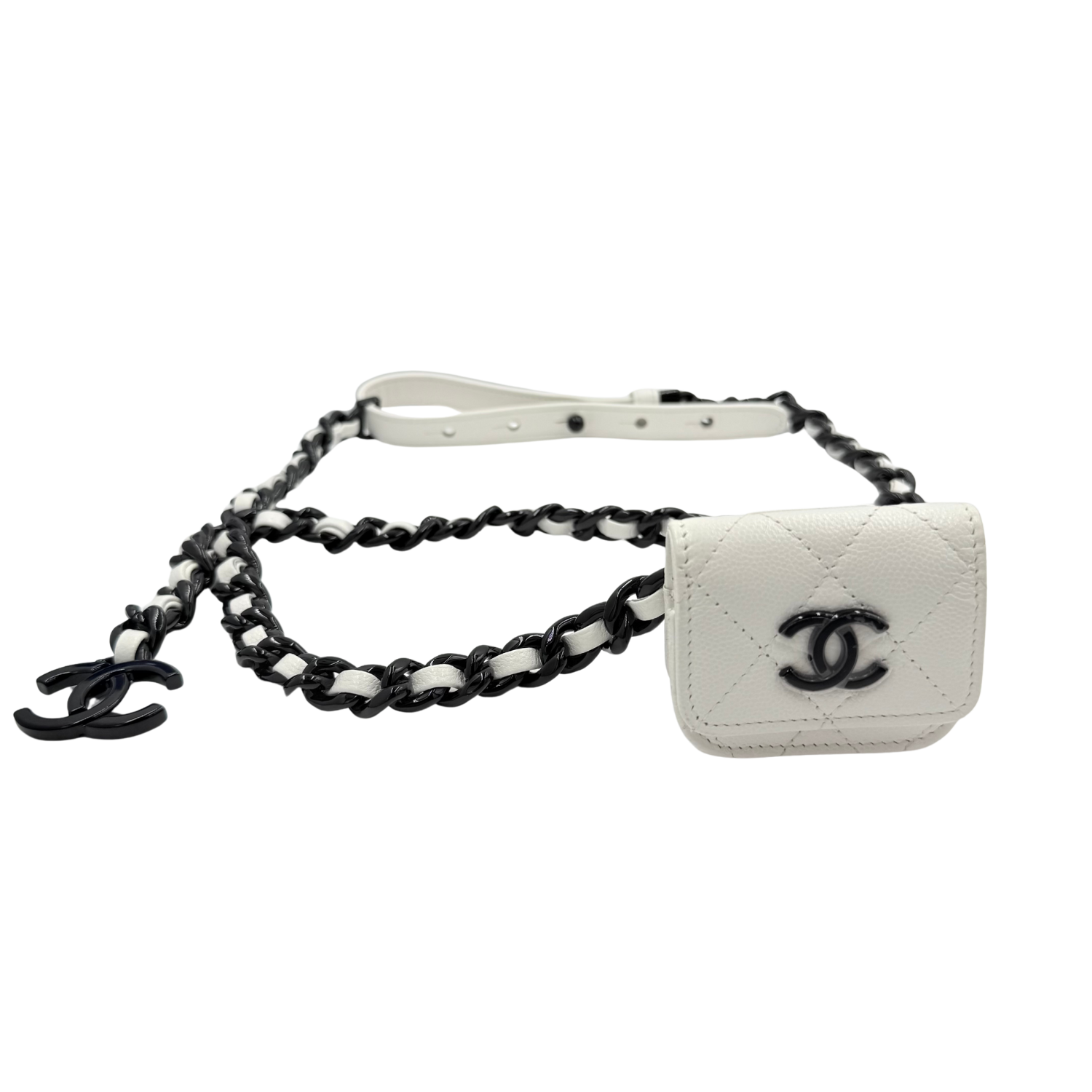 Chanel My Everything Belt Flap Airpods Holder White