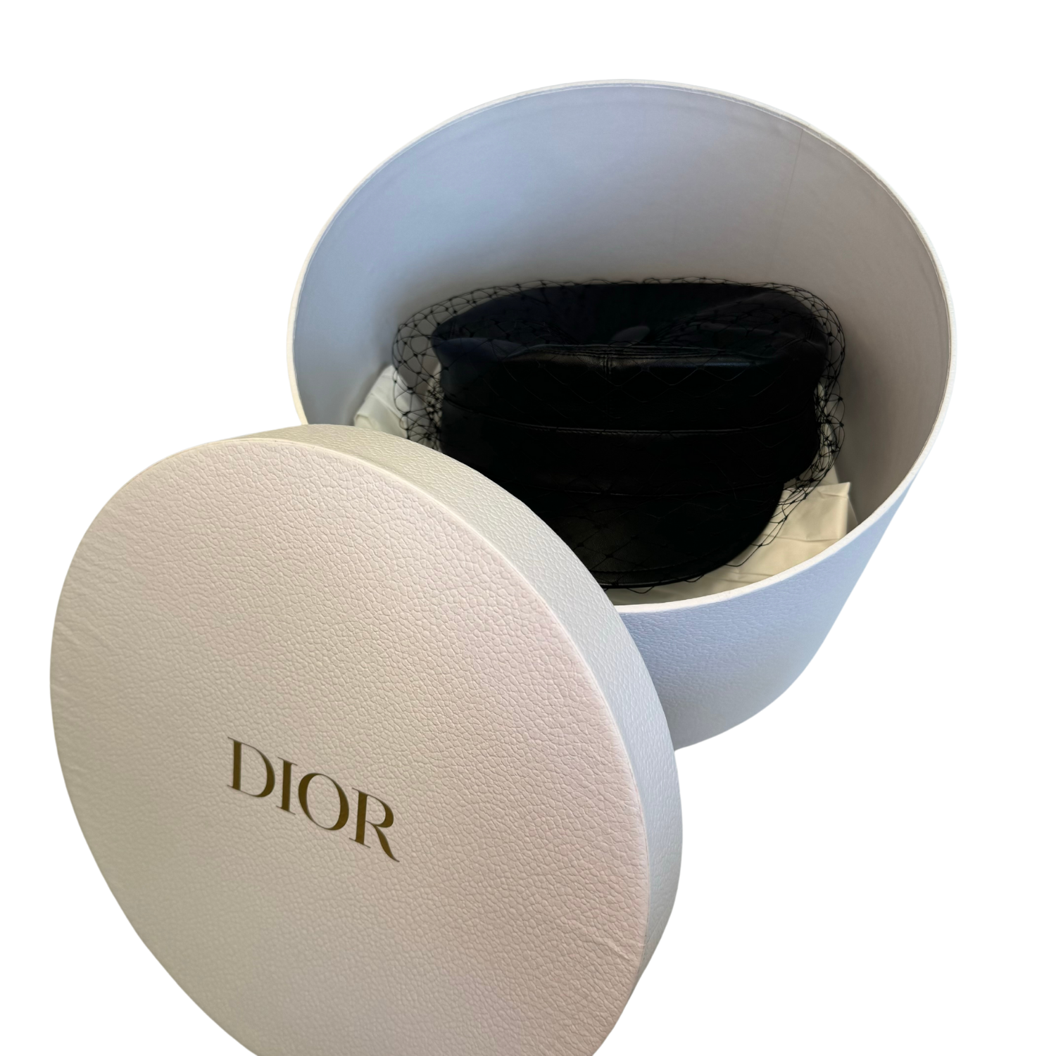 Christian Dior Lambskin Arty Cap with Veil 57 Black