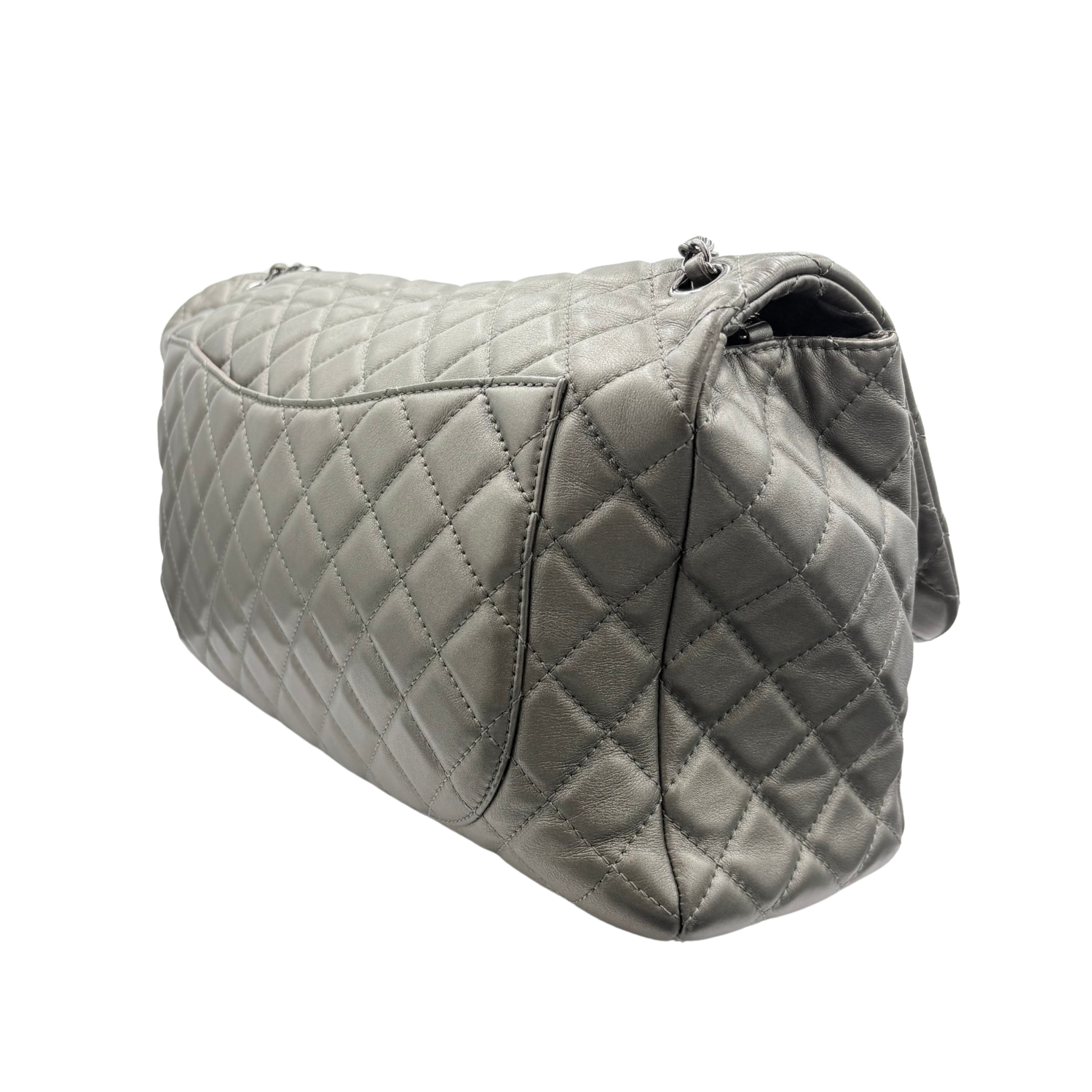 Chanel CC Quilted XXL Airline Flap Bag Silver