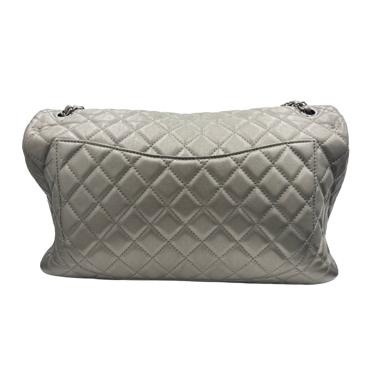Chanel CC Quilted XXL Airline Flap Bag Silver