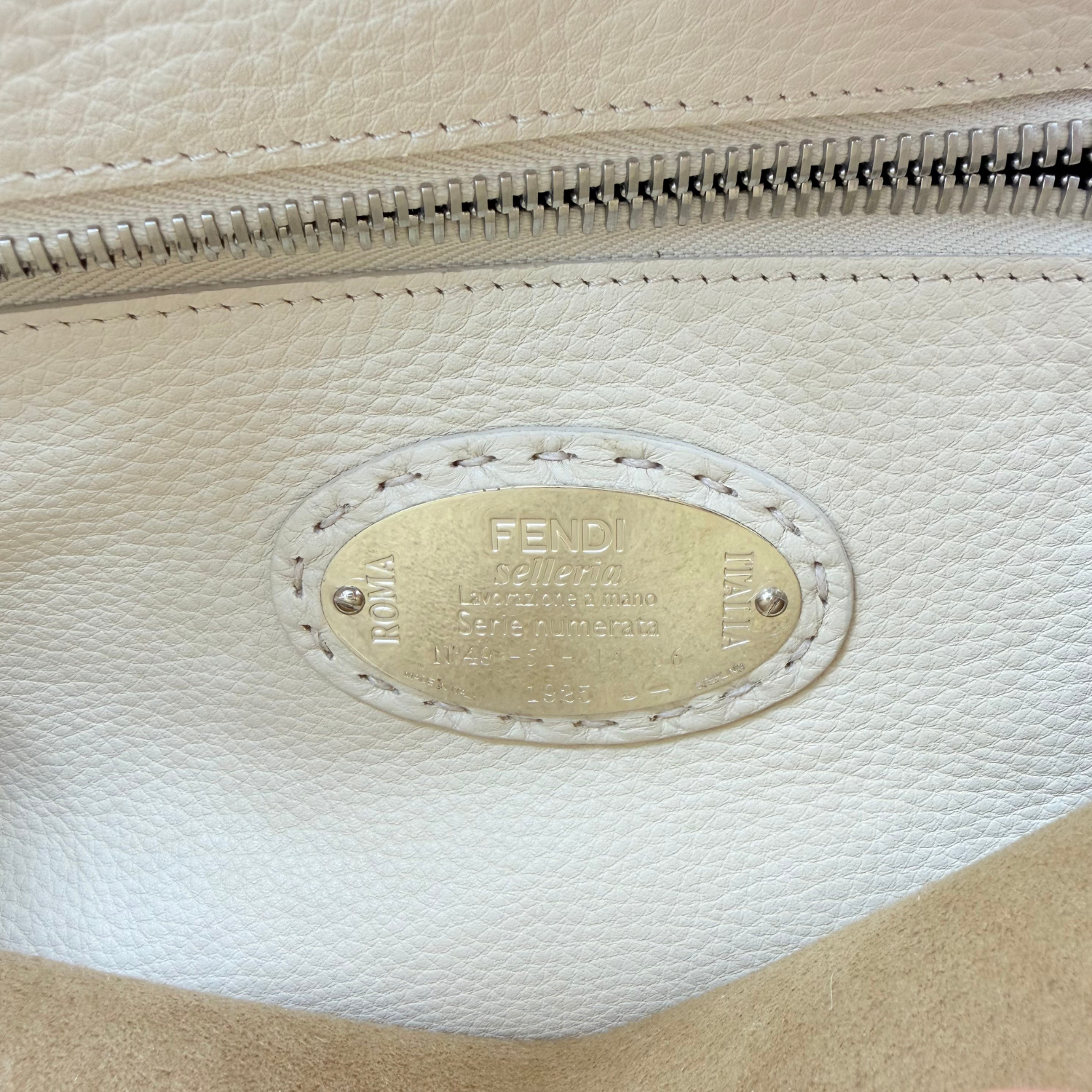 Fendi Cuoio Romano Selleria Bi-Color Small Peekaboo Iconic Satchel Mou Milk with Python Handle