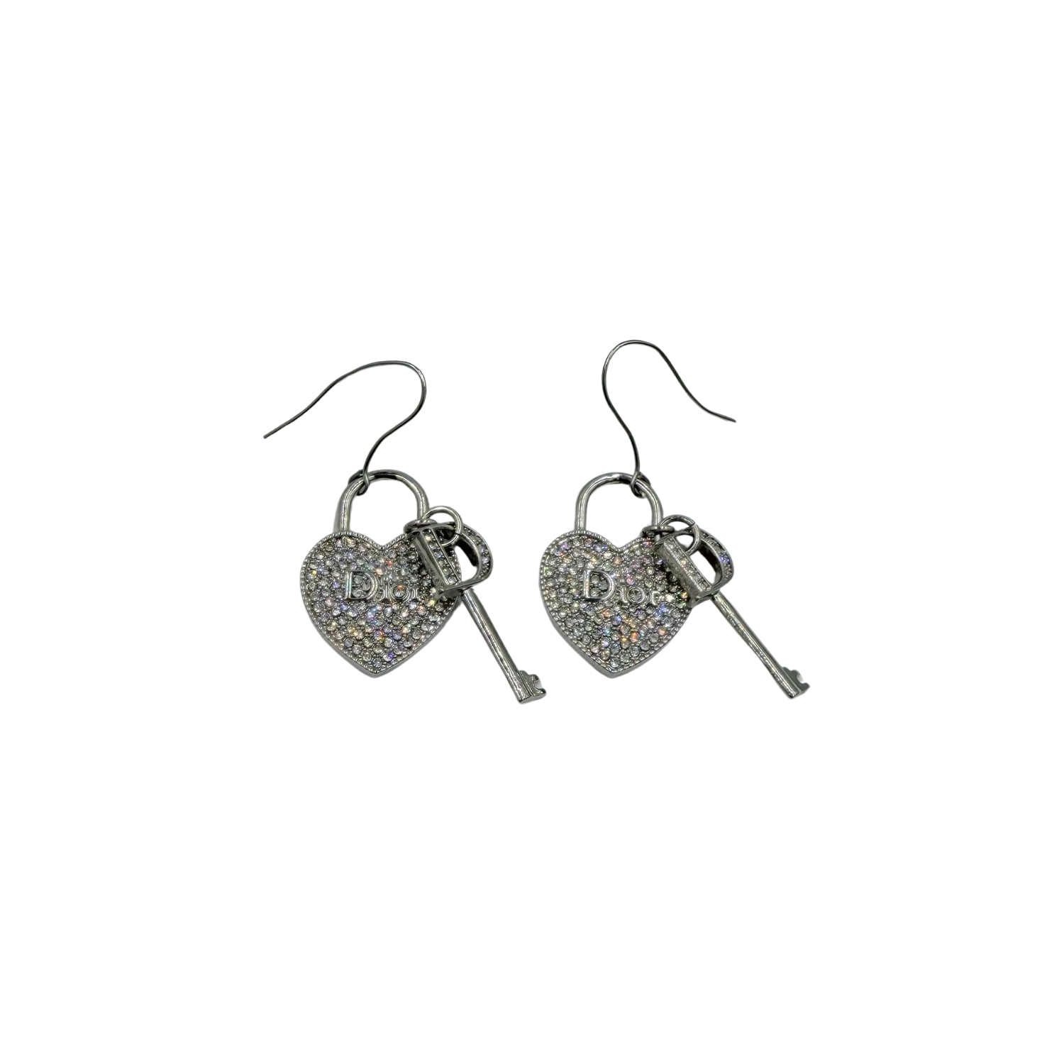Vintage Heart and Key Earrings