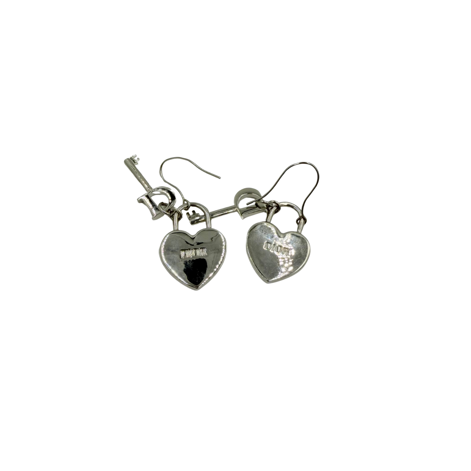 Vintage Heart and Key Earrings
