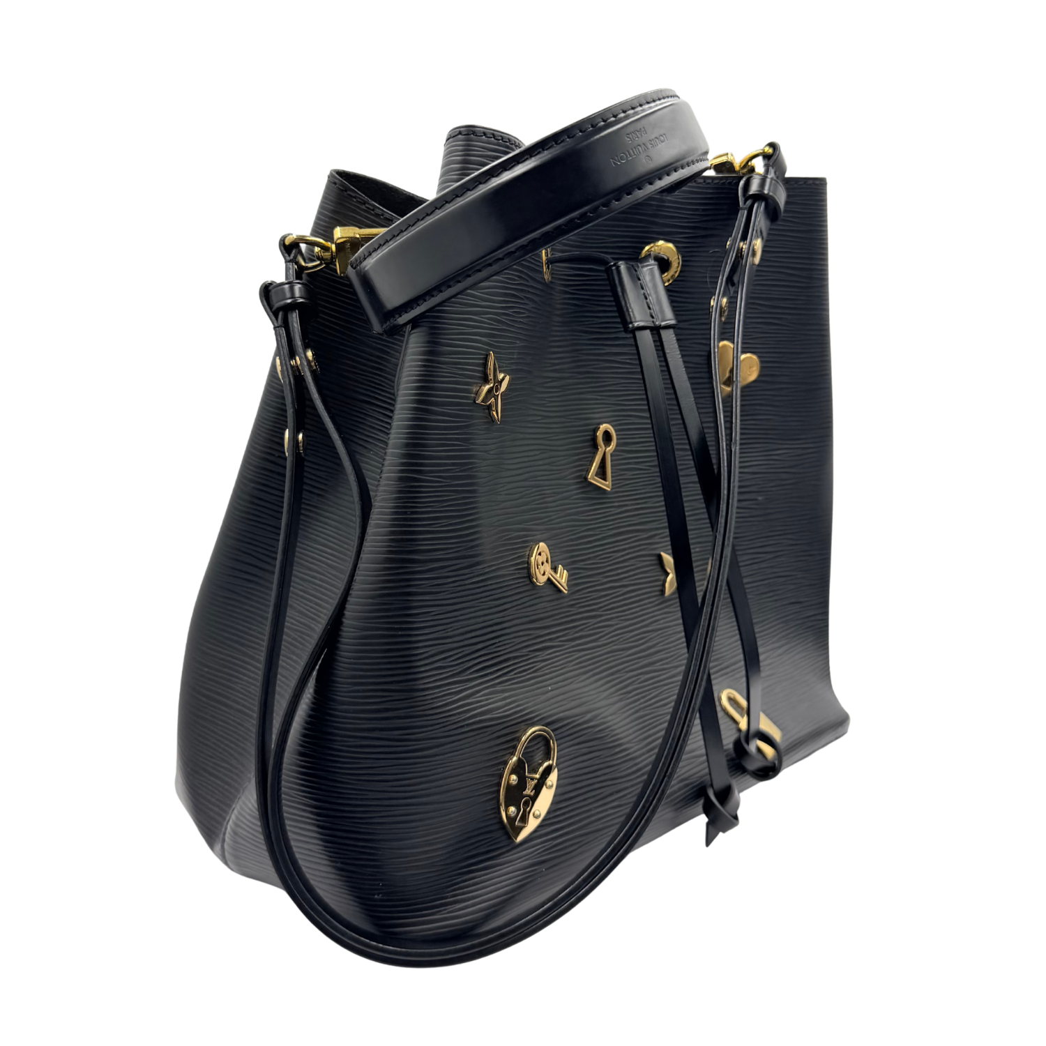 MM NeoNoe Love Lock Epi Leather Bucket Bag Black