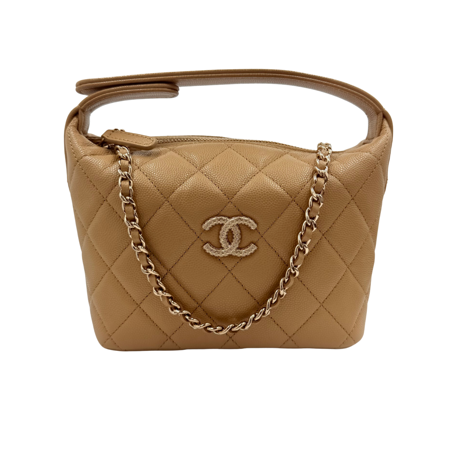 Hobo Clutch With Chain Dark Beige