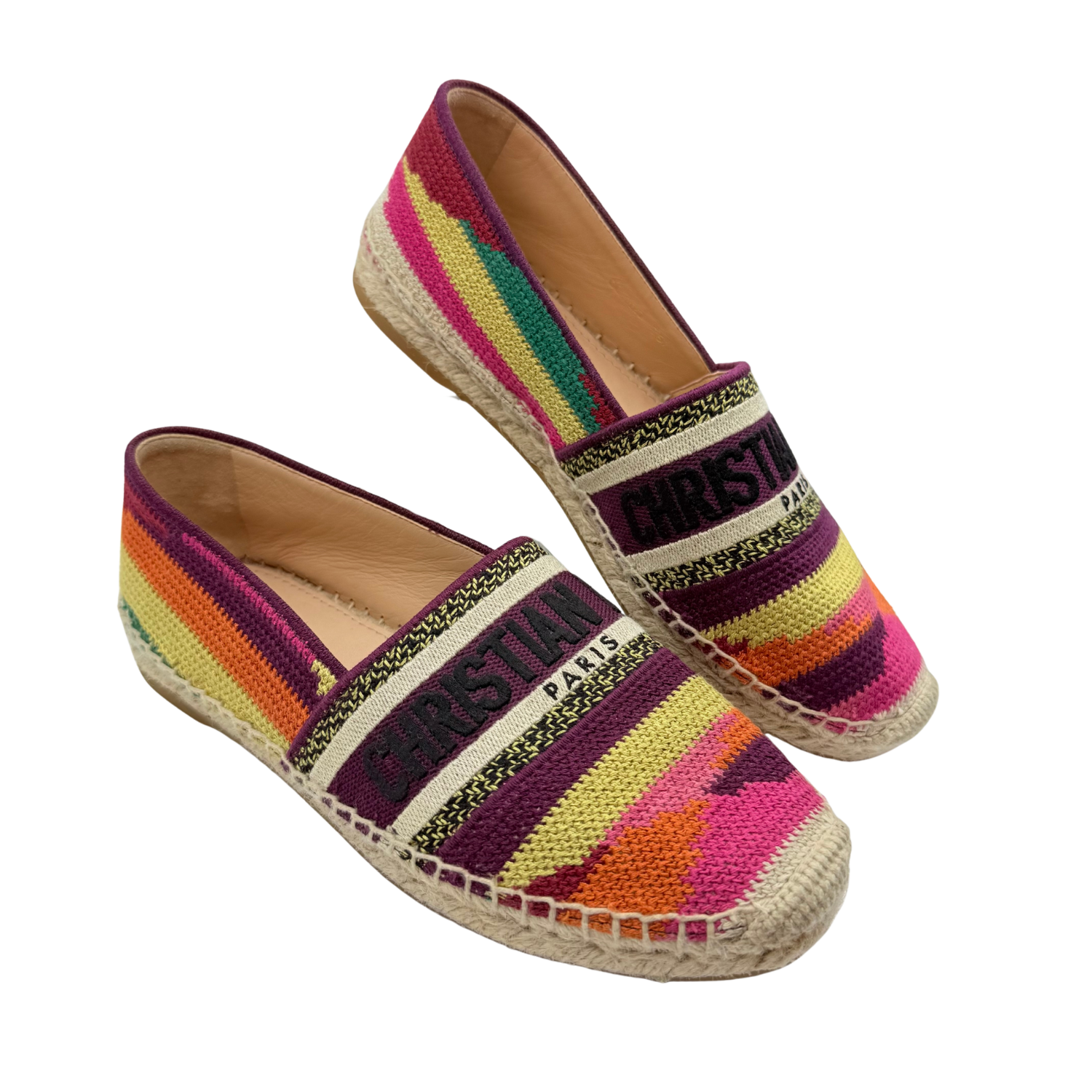Christian Dior Cotton Embroidered Patchwork Granville Espadrille 36 Multicolor