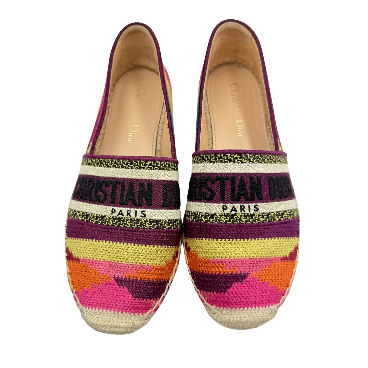 Christian Dior Cotton Embroidered Patchwork Granville Espadrille 36 Multicolor