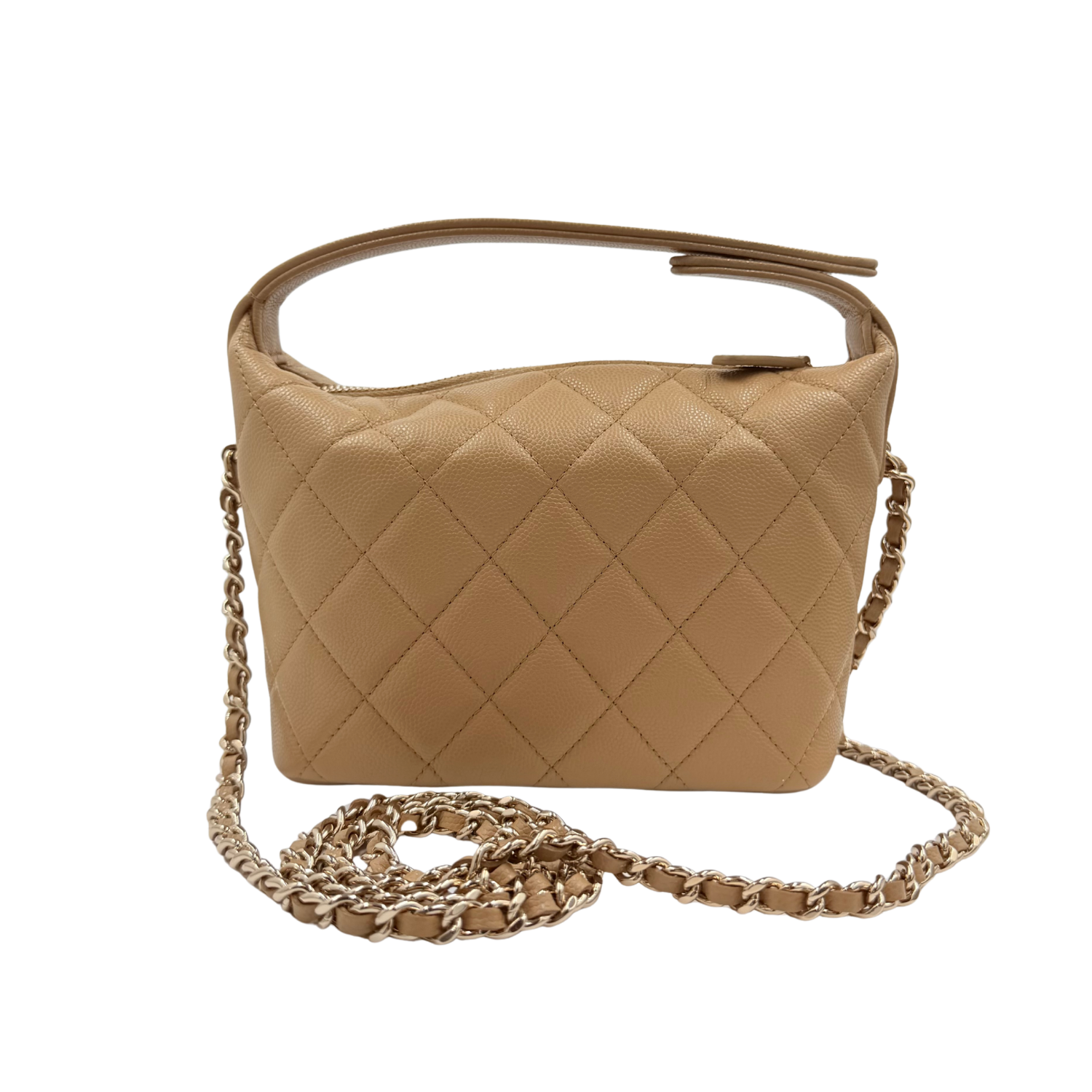Hobo Clutch With Chain Dark Beige