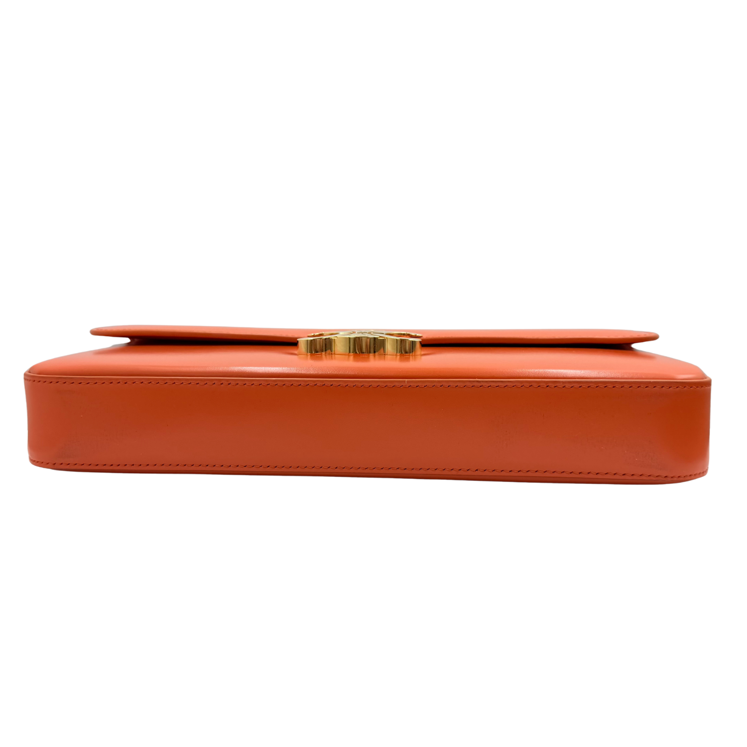 Celine Leather Triomphe Chain Shoulder Bag Orange