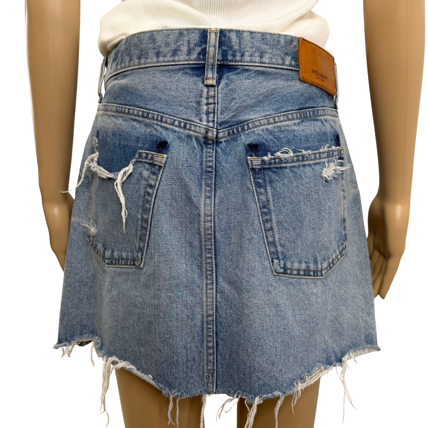 Moussy Vintage Mini Distressed Denim Skirt Blue