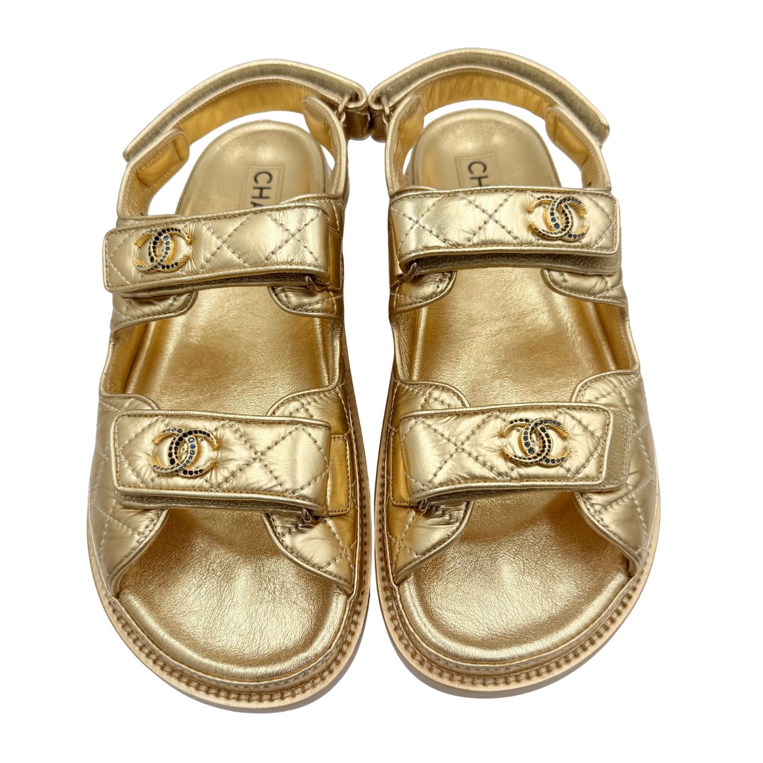 Chanel Limited Leather Dad Sandals Gold
