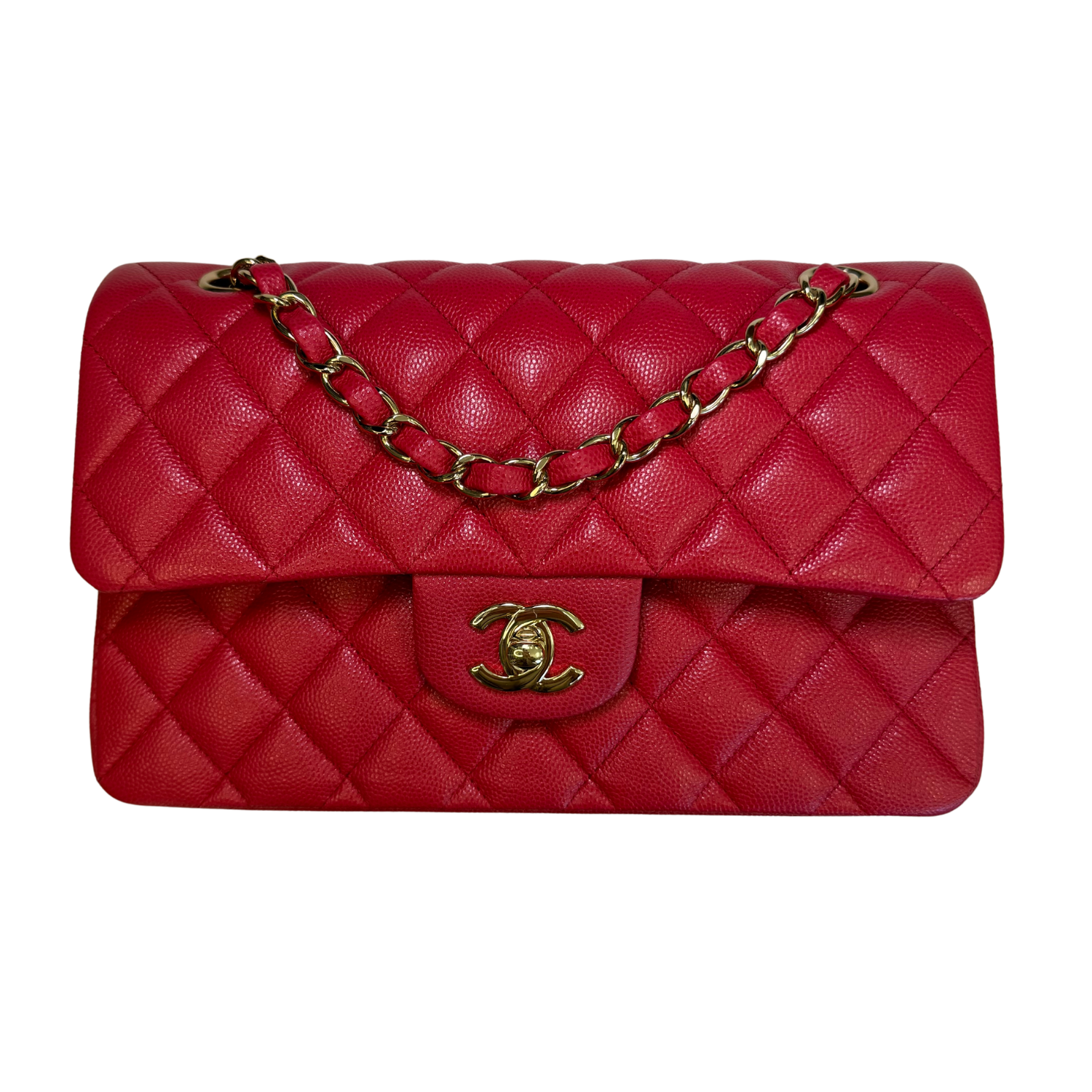 Chanel Small Classic Double Flap Raspberry Red