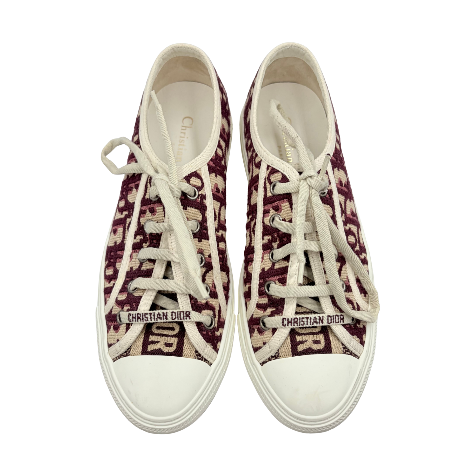 Christian Dior Walk'N Dior Oblique Jacquard Canvas Sneakers Burgundy