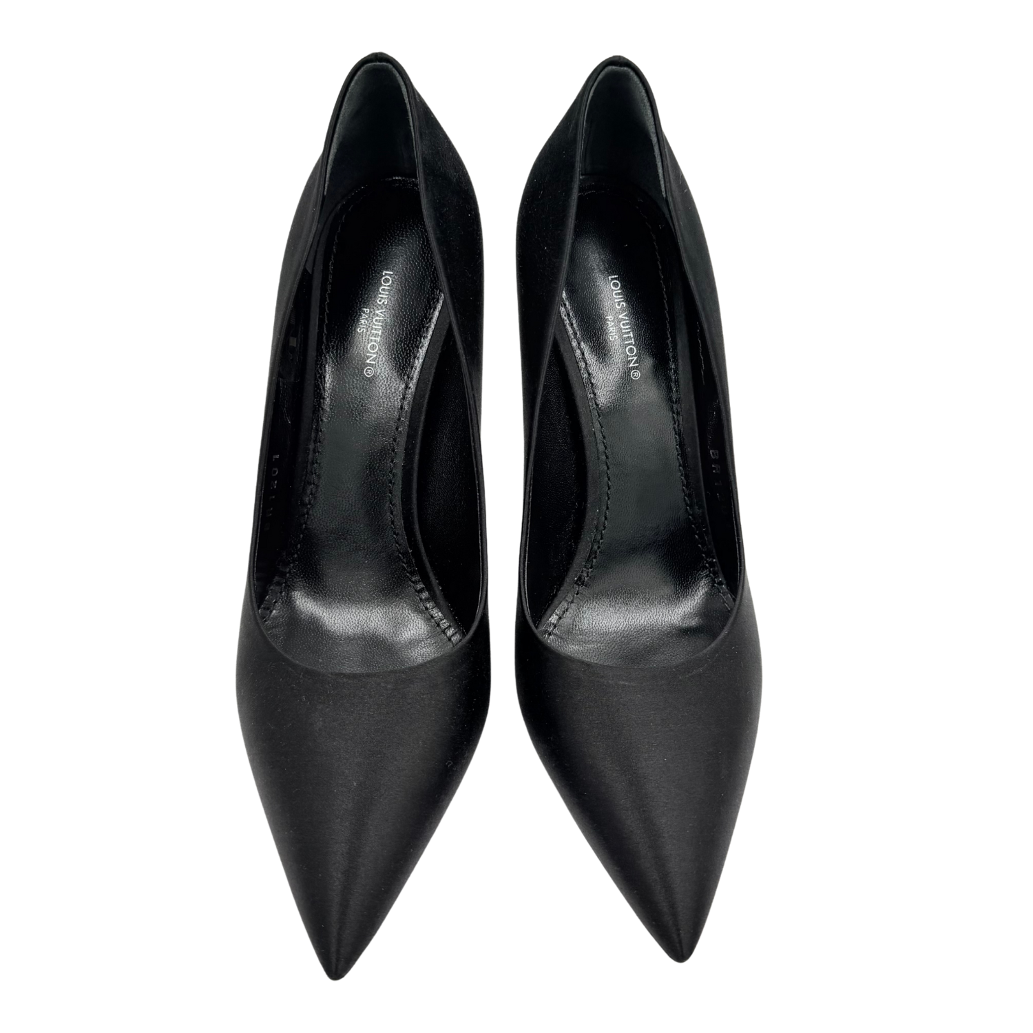 Louis Vuitton Satin Pumps with Crystal Studded Heel Black