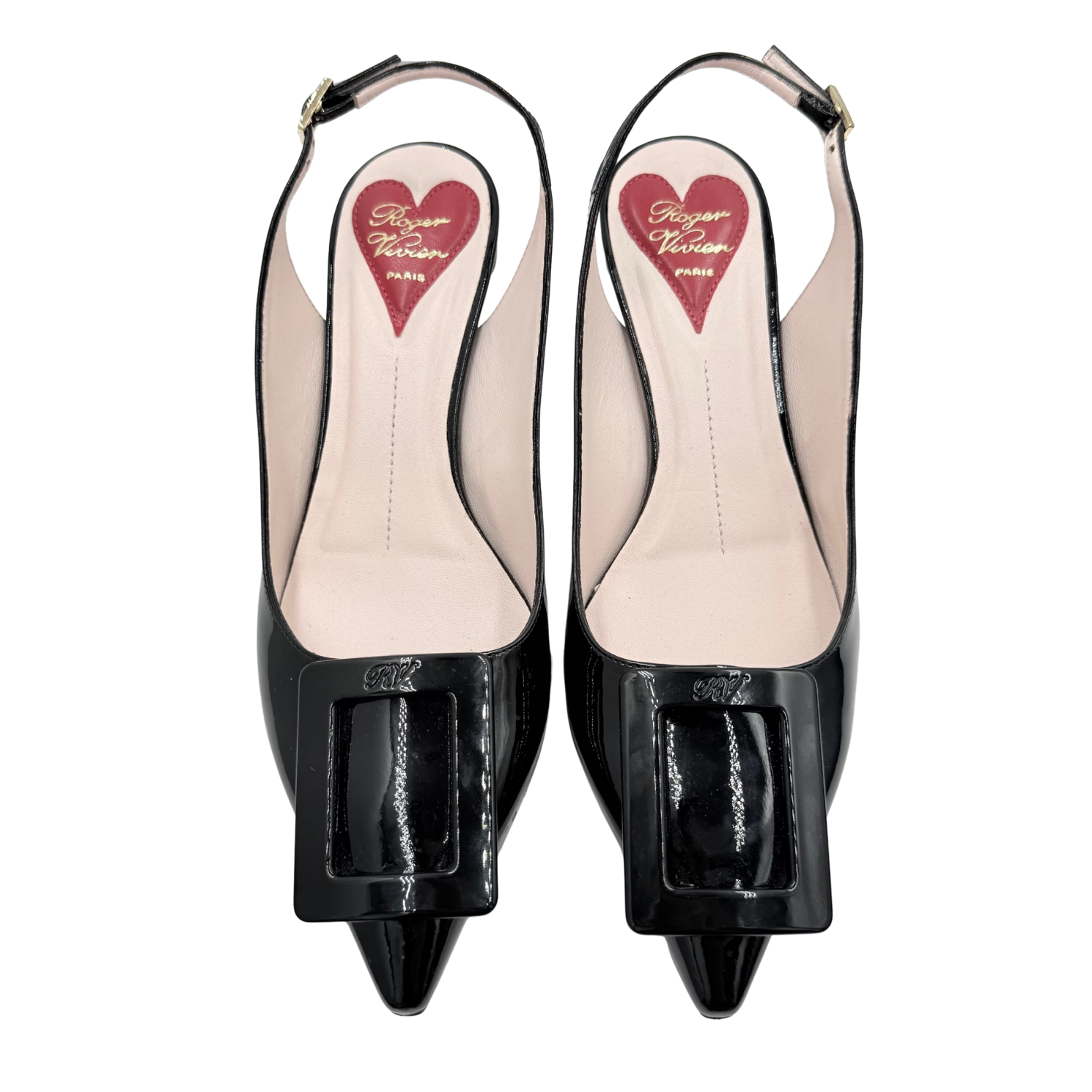 Roger Vivier Virgule Pointed Toe 55mm Slingback Kitten Heel Pump Black