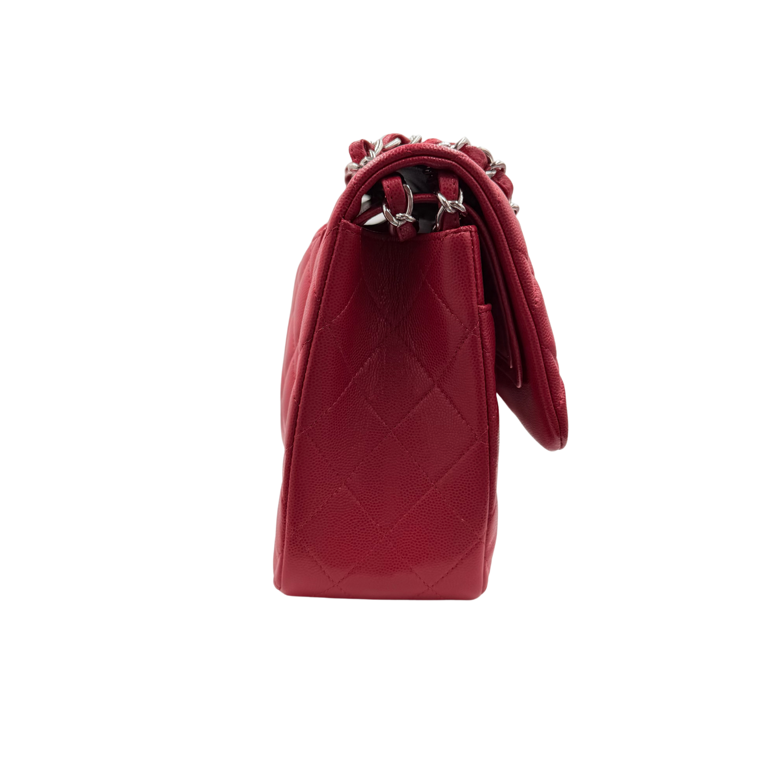 Chanel Jumbo Quilted Caviar Classic Double Flap Bag Red