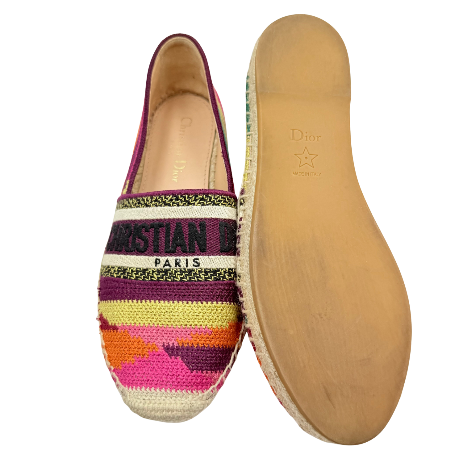 Christian Dior Cotton Embroidered Patchwork Granville Espadrille 36 Multicolor