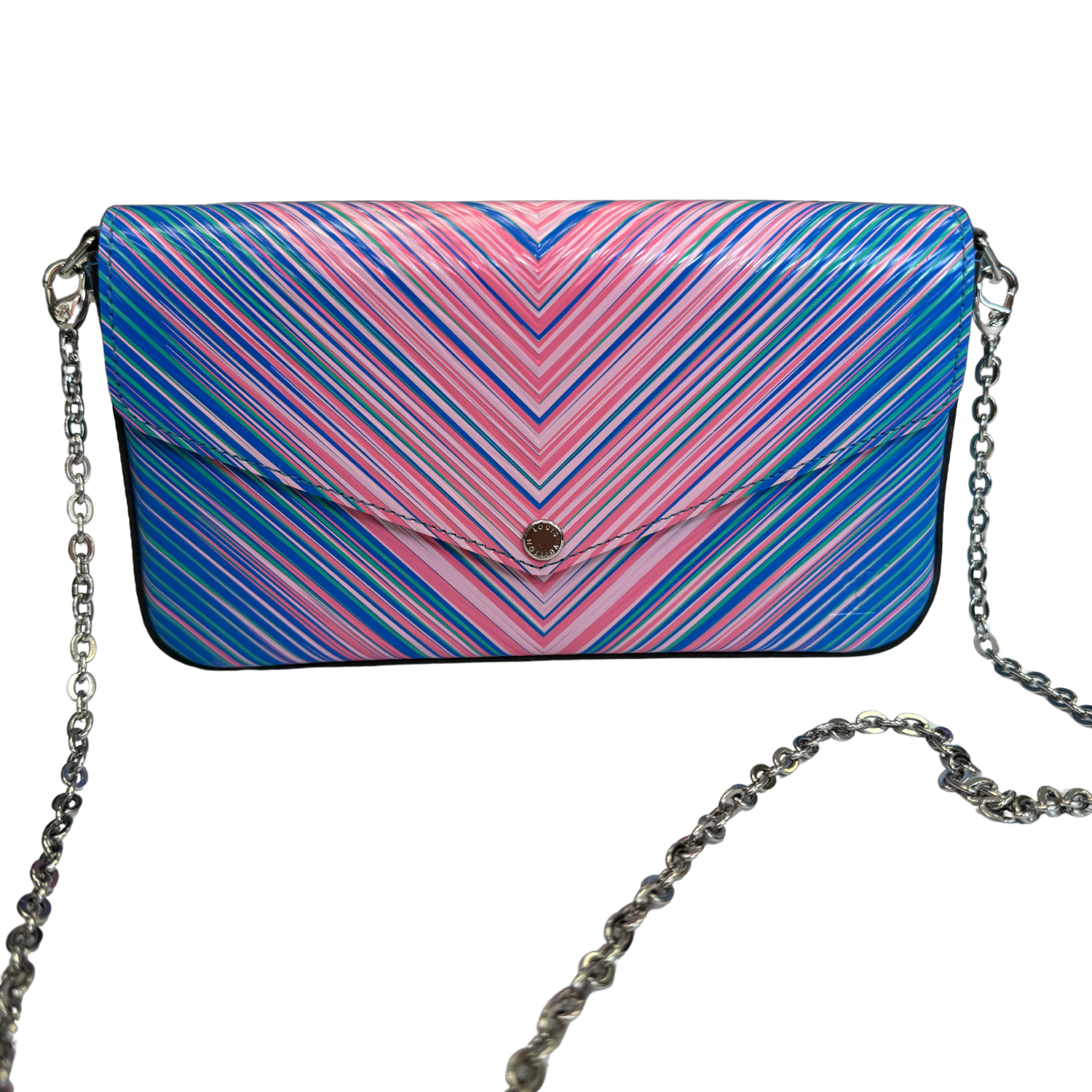 Louis Vuitton Limited Epi Tropical Felicie Wallet on Chain Blue Rose