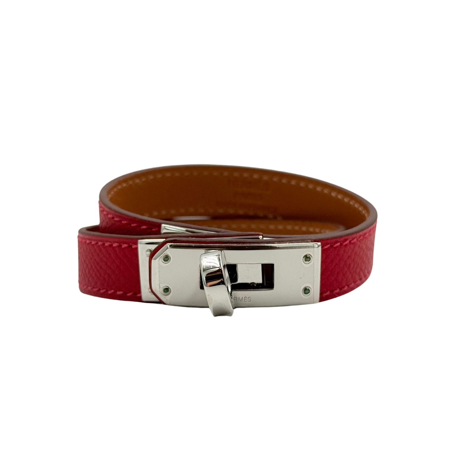 Hermès Small Kelly Double Tour Leather Wrap Bracelet Red
