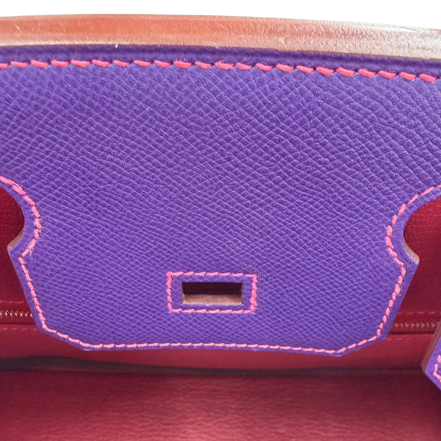 Hermès Special Order (HSS) Birkin 30 Epsom Leather Tri-Color Rose Tyrien, Blue Encre, and Rouge Casaque with Palladium Hardware