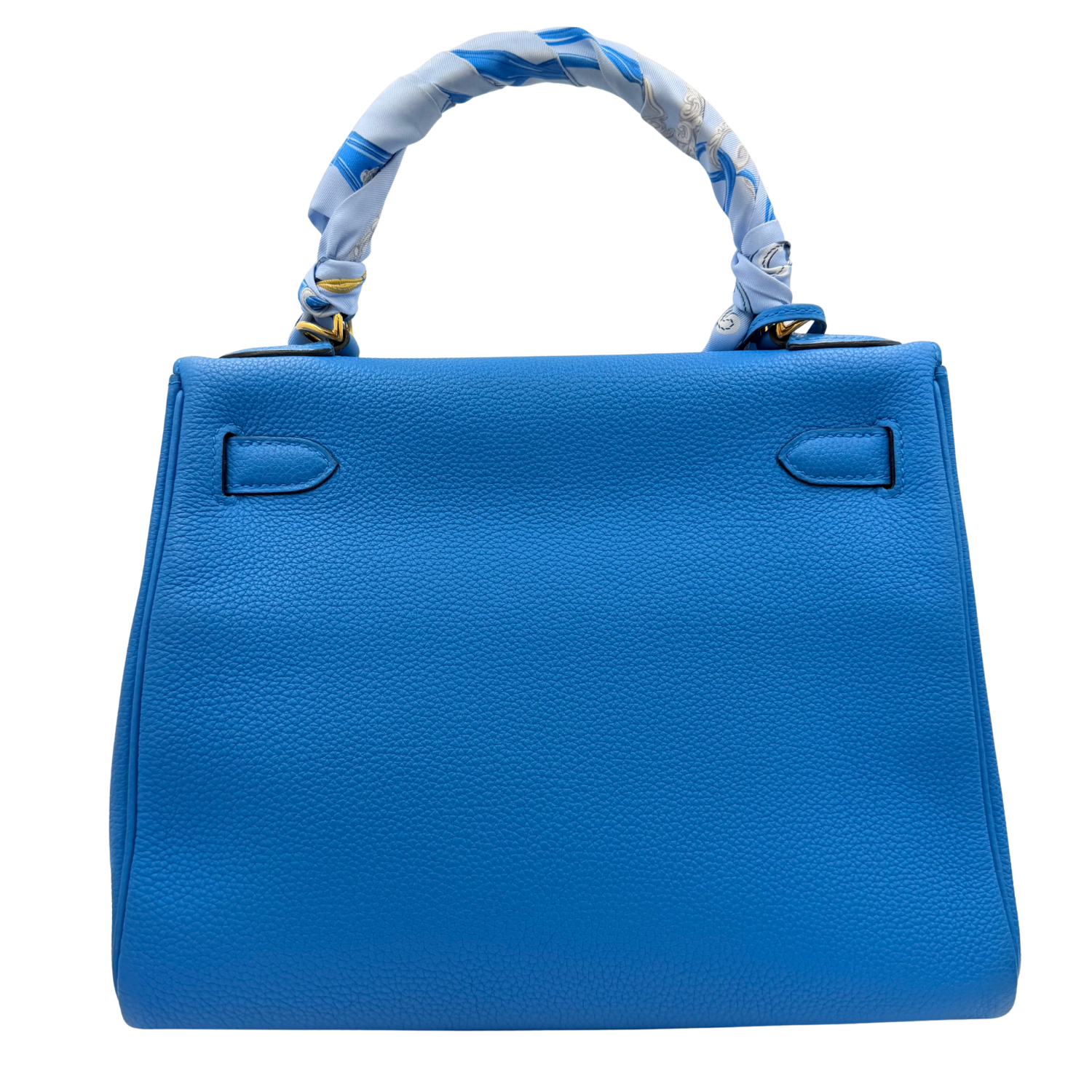 Kelly 28 Togo Blue Zanzibar Gold Hardware comes with Twilly