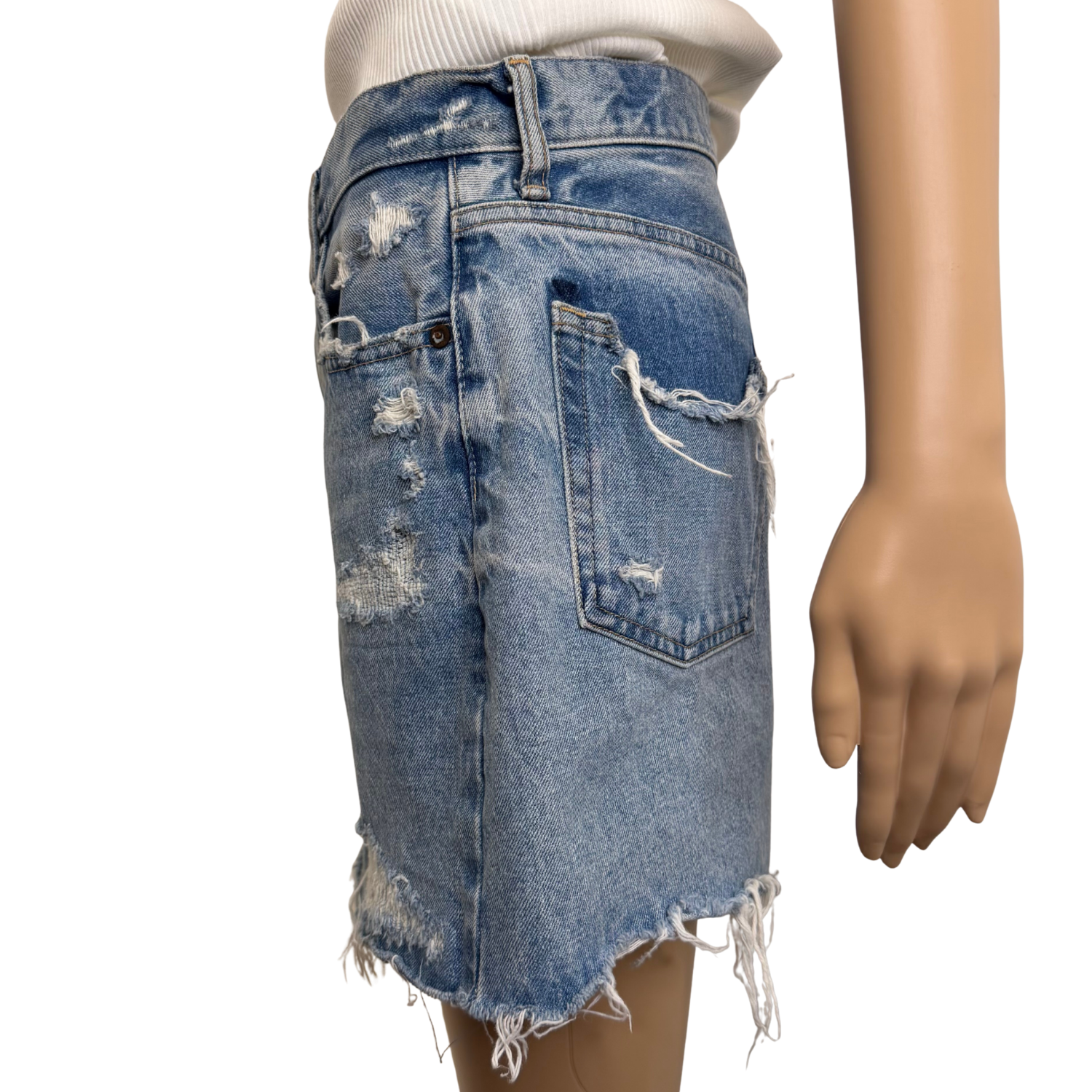 Moussy Vintage Mini Distressed Denim Skirt Blue