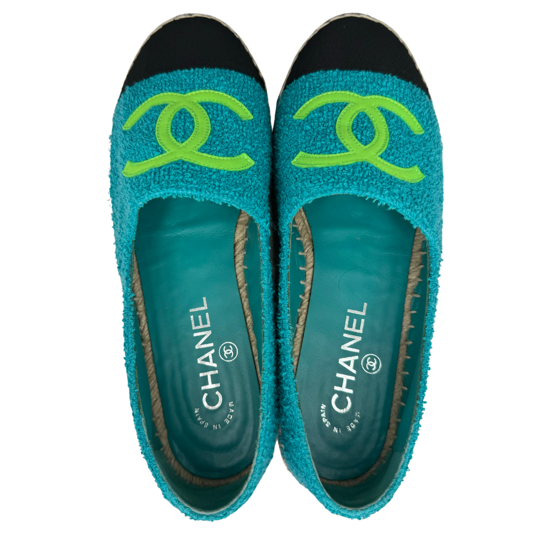 Chanel Espadrilles Terry Cloth Blue and Green