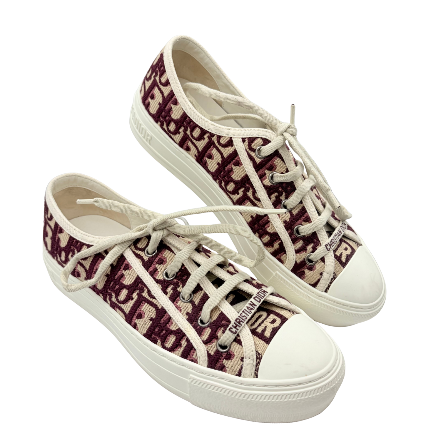 Christian Dior Walk'N Dior Oblique Jacquard Canvas Sneakers Burgundy